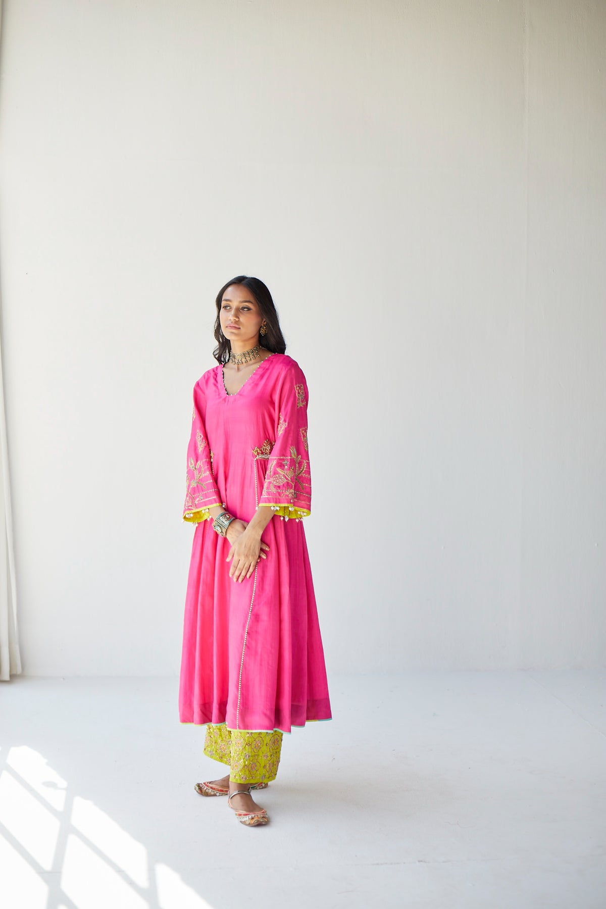 Hot Pink Side Kali Kurta
