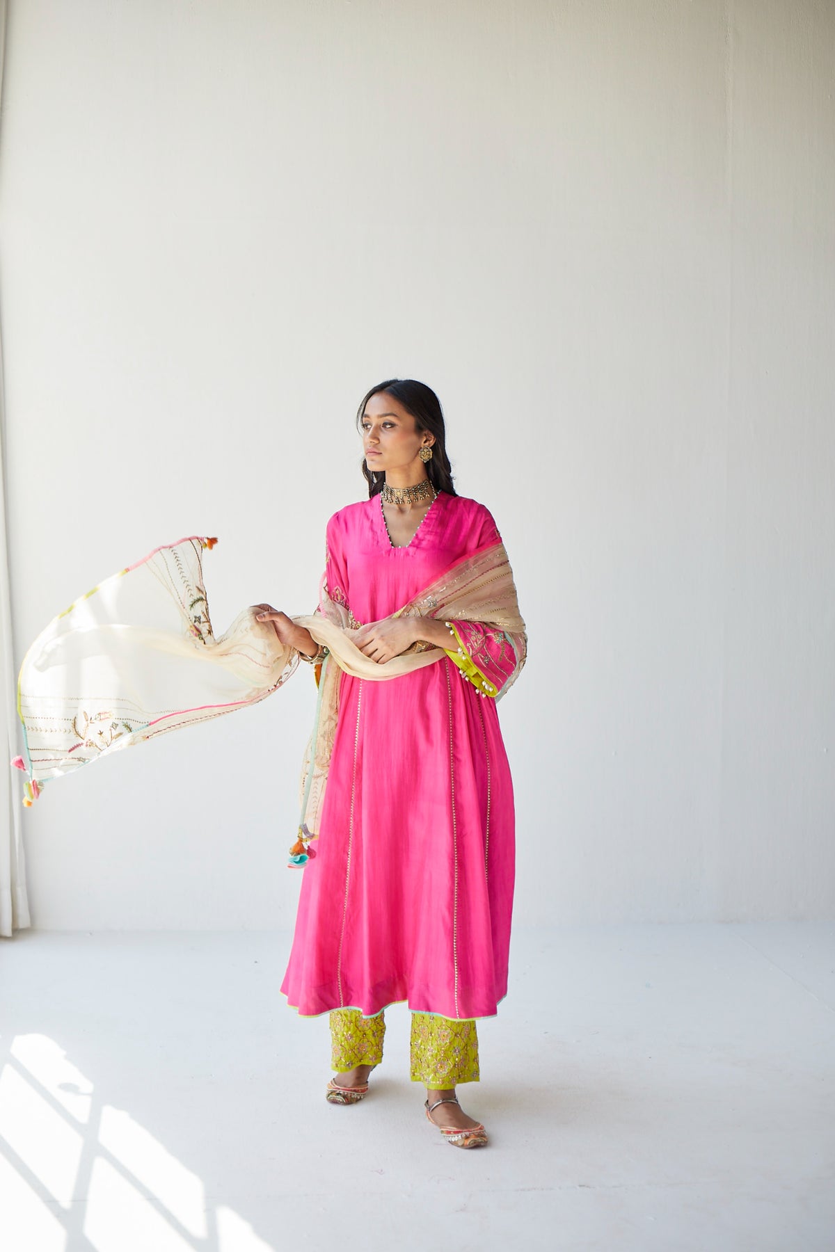 Hot Pink Side Kali Kurta