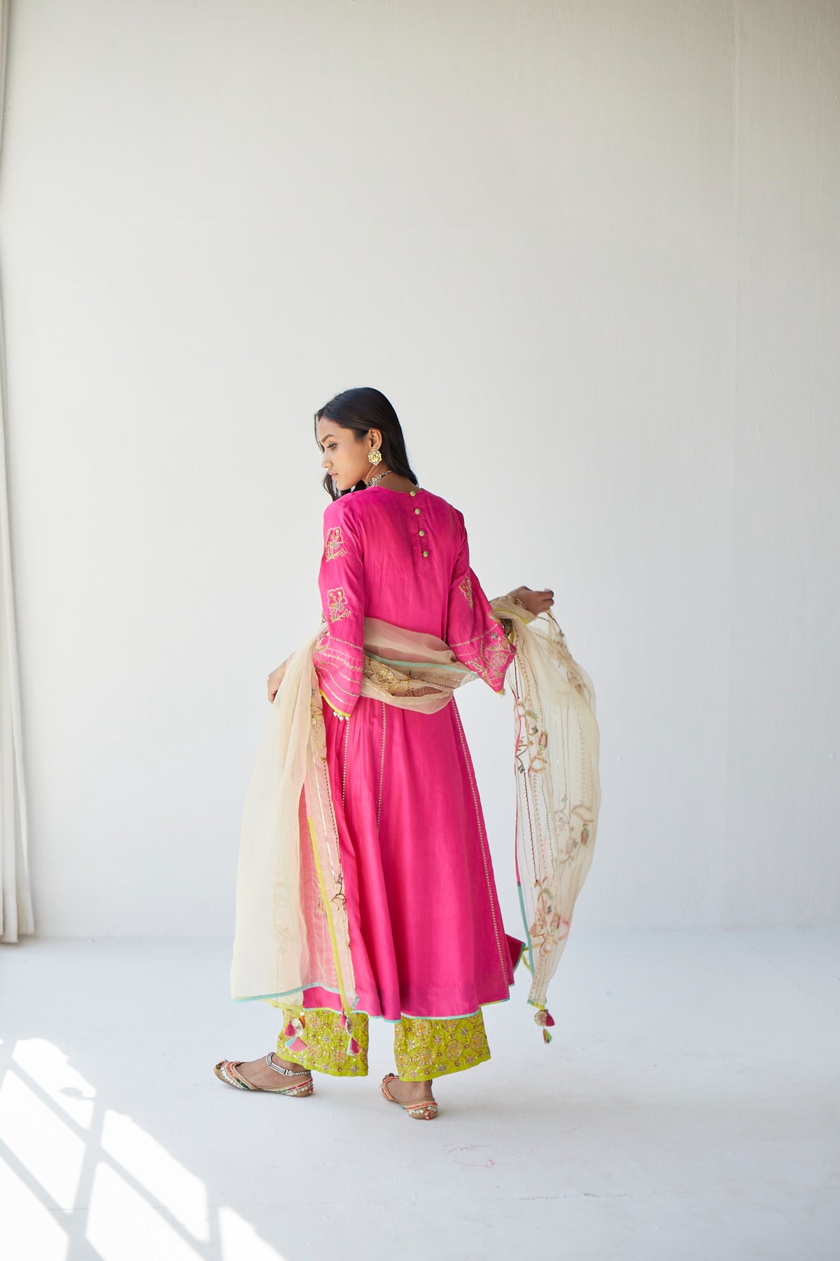 Hot Pink Side Kali Kurta