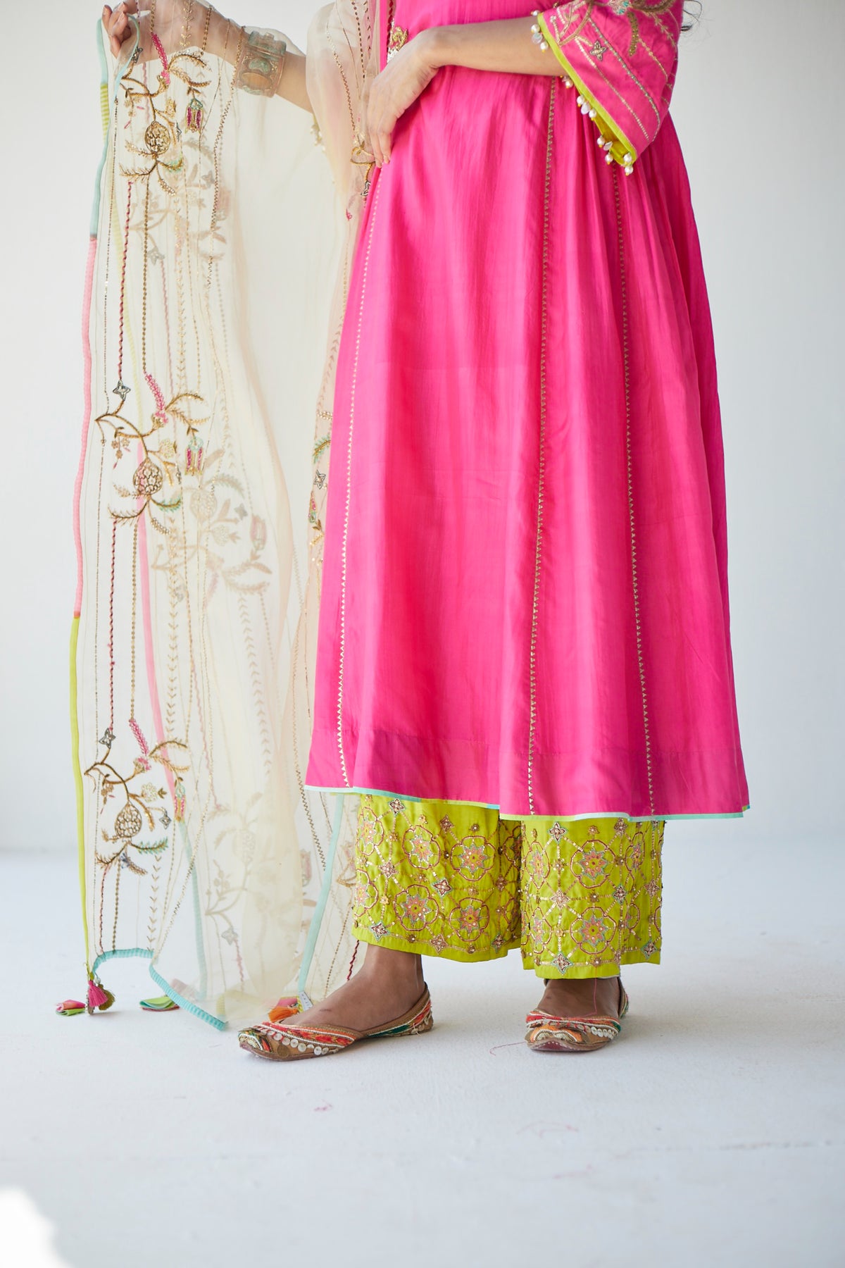 Hot Pink Side Kali Kurta