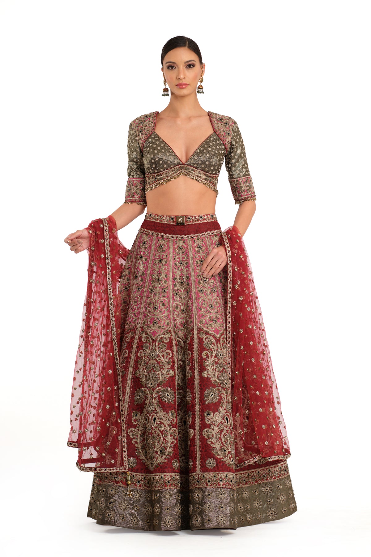 Brocade Embroidered Lehenga With Blouse