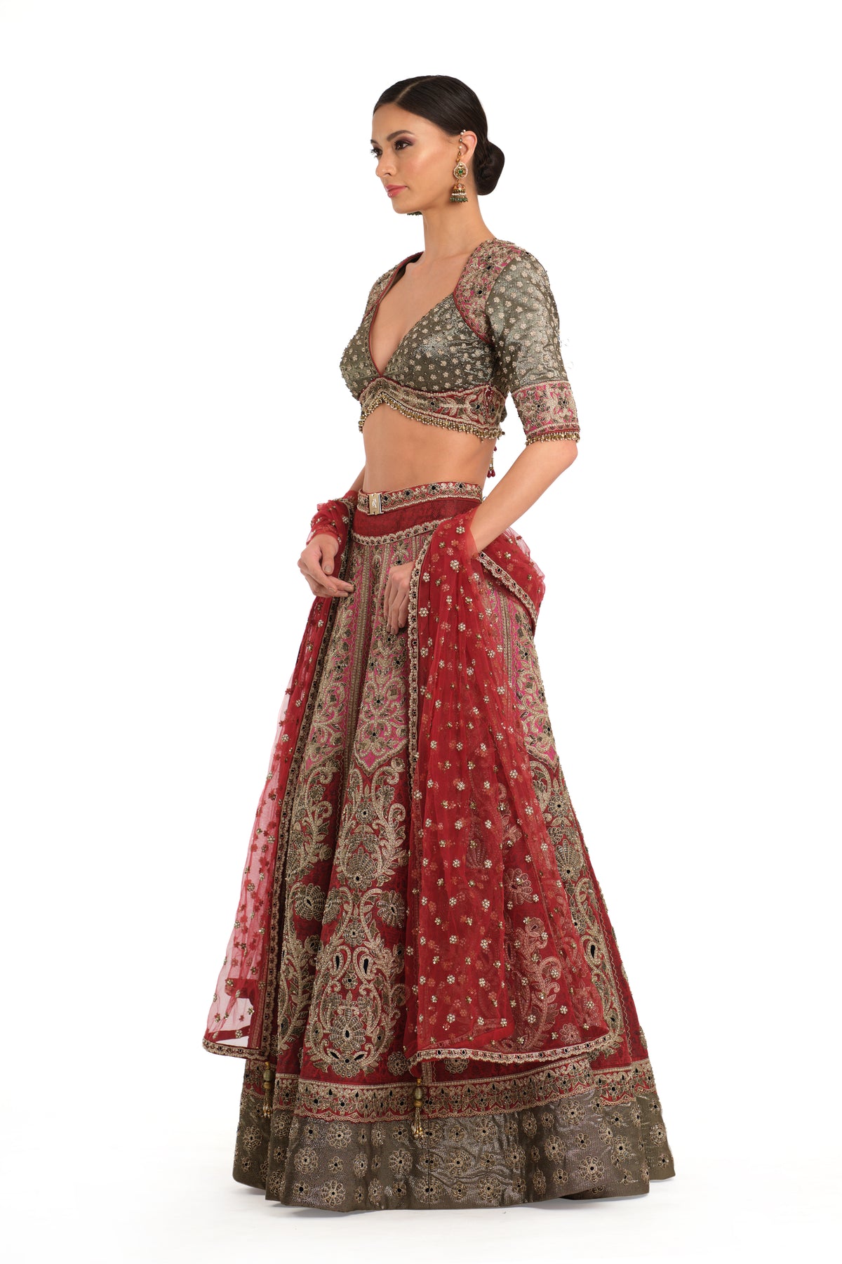Brocade Embroidered Lehenga With Blouse
