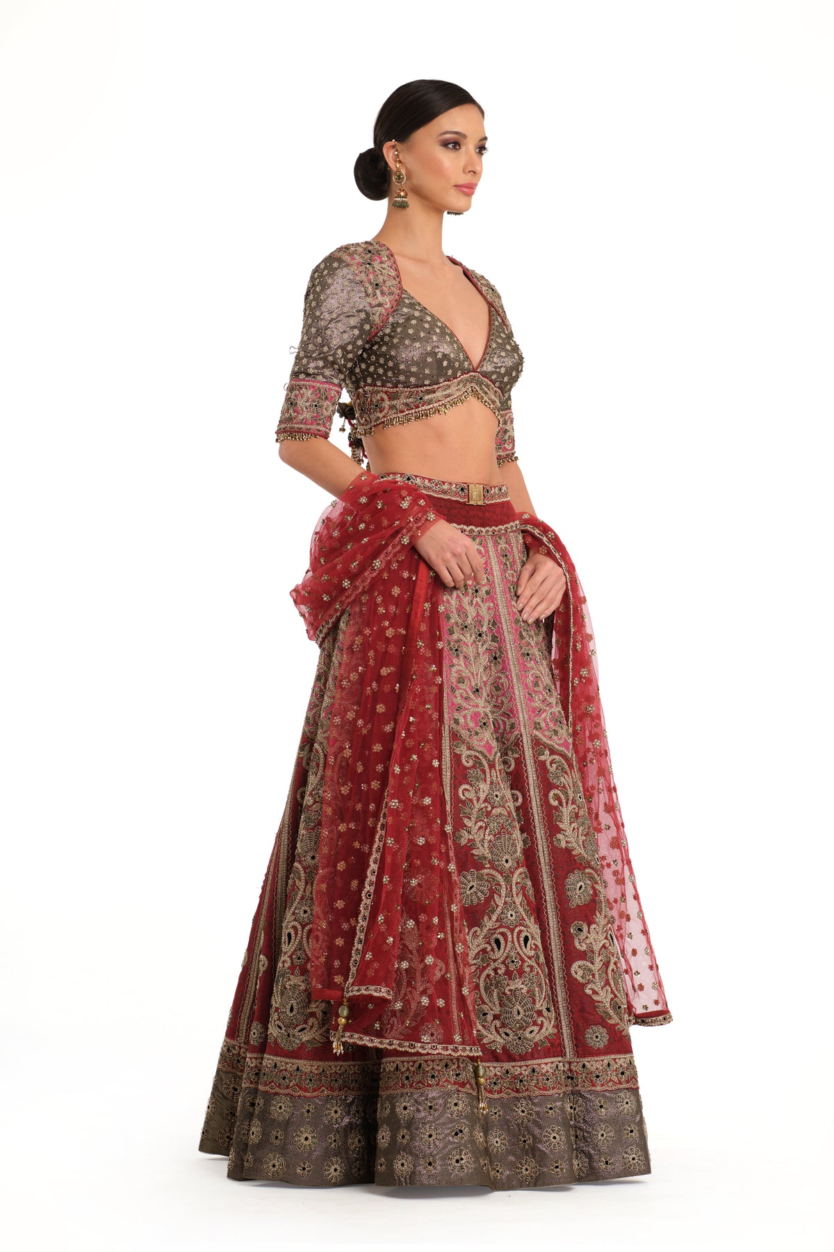 Brocade Embroidered Lehenga With Blouse