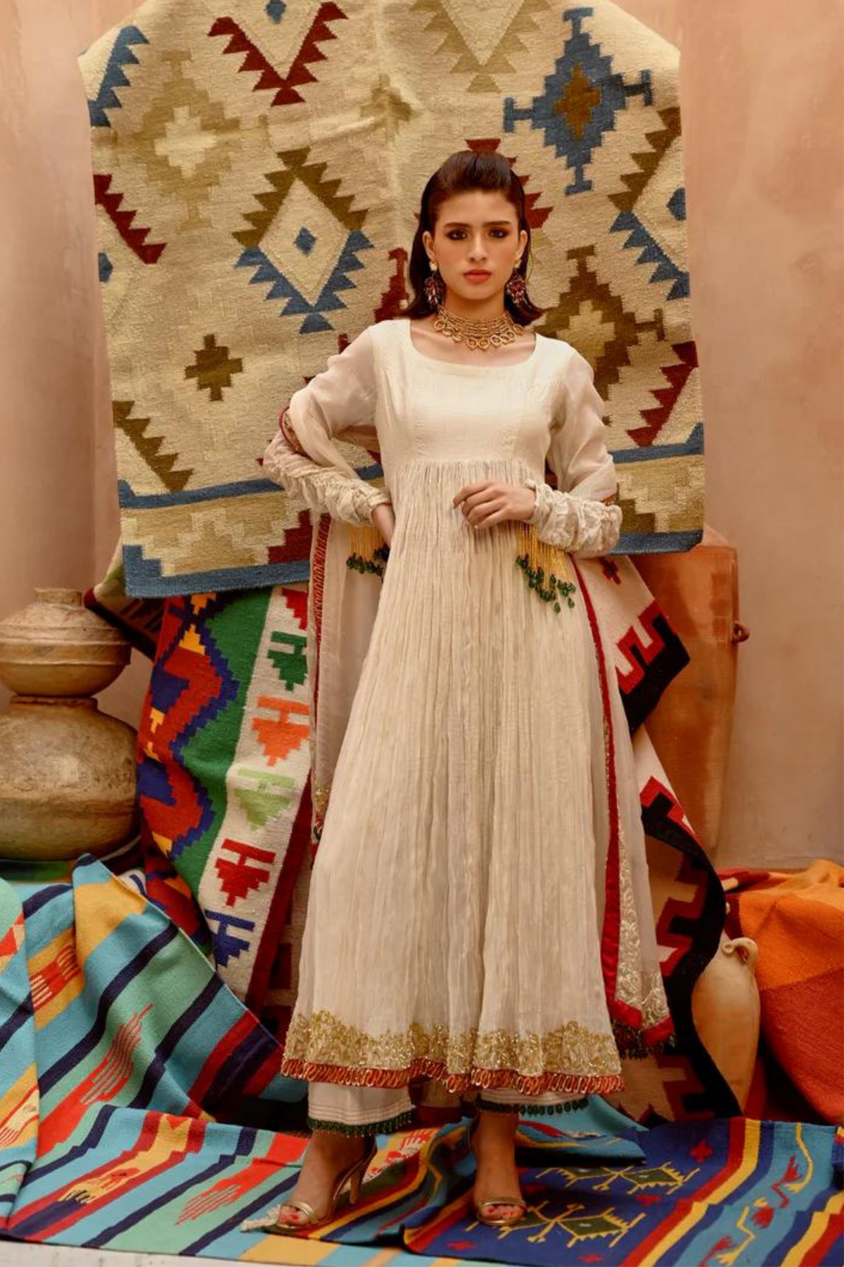 Crushed Anarkali Set