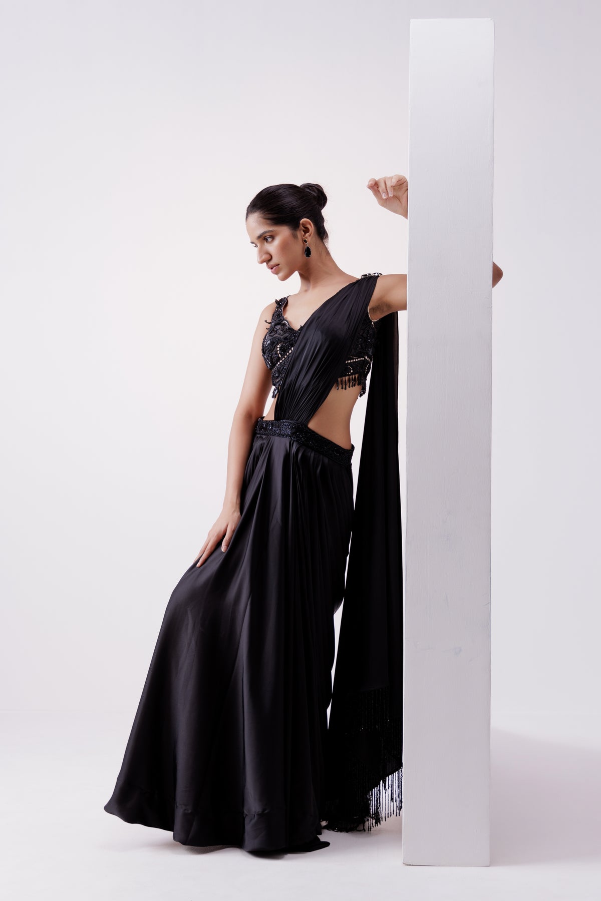 Black Drape Saree