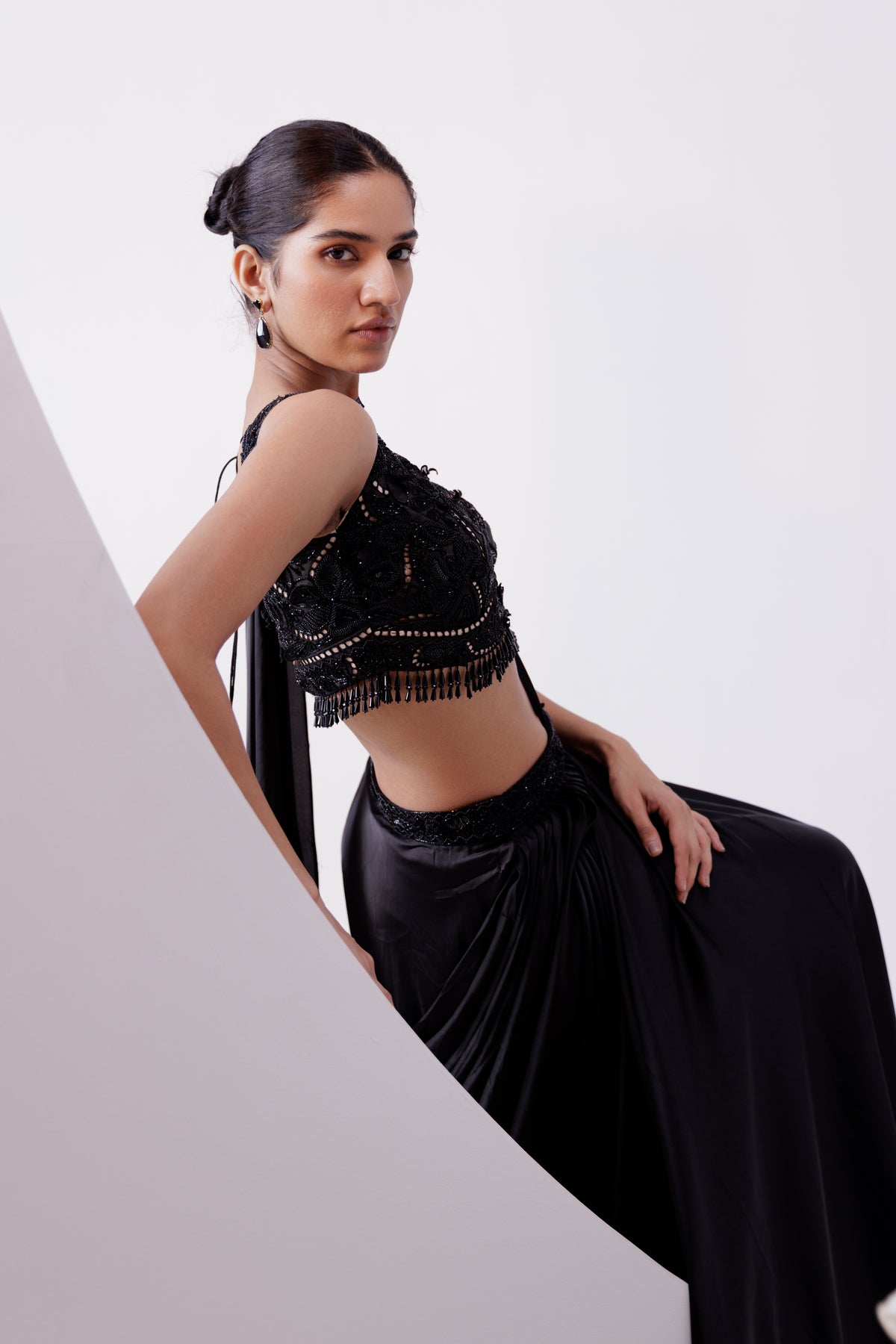 Black Drape Saree