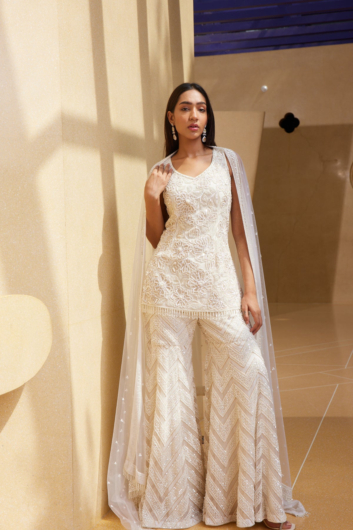 Ivory Sharara With Dupatta