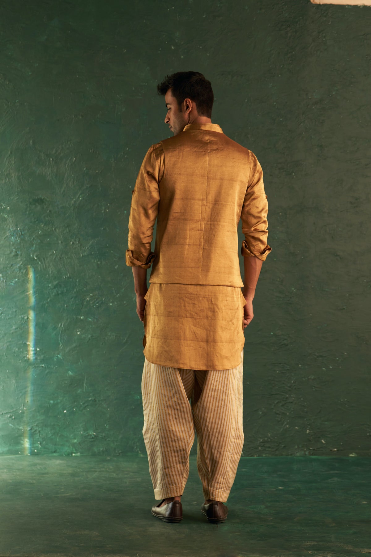 Midas Gold Tissue Pathani Kurta set