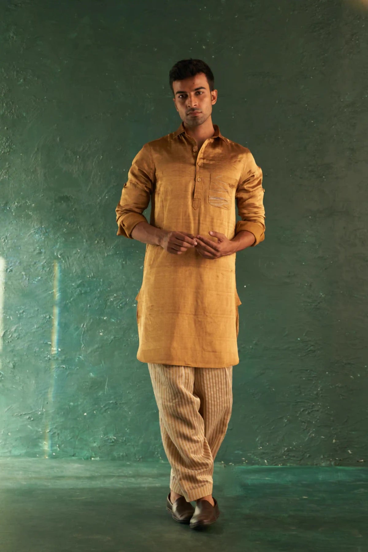 Midas Gold Tissue Pathani Kurta set