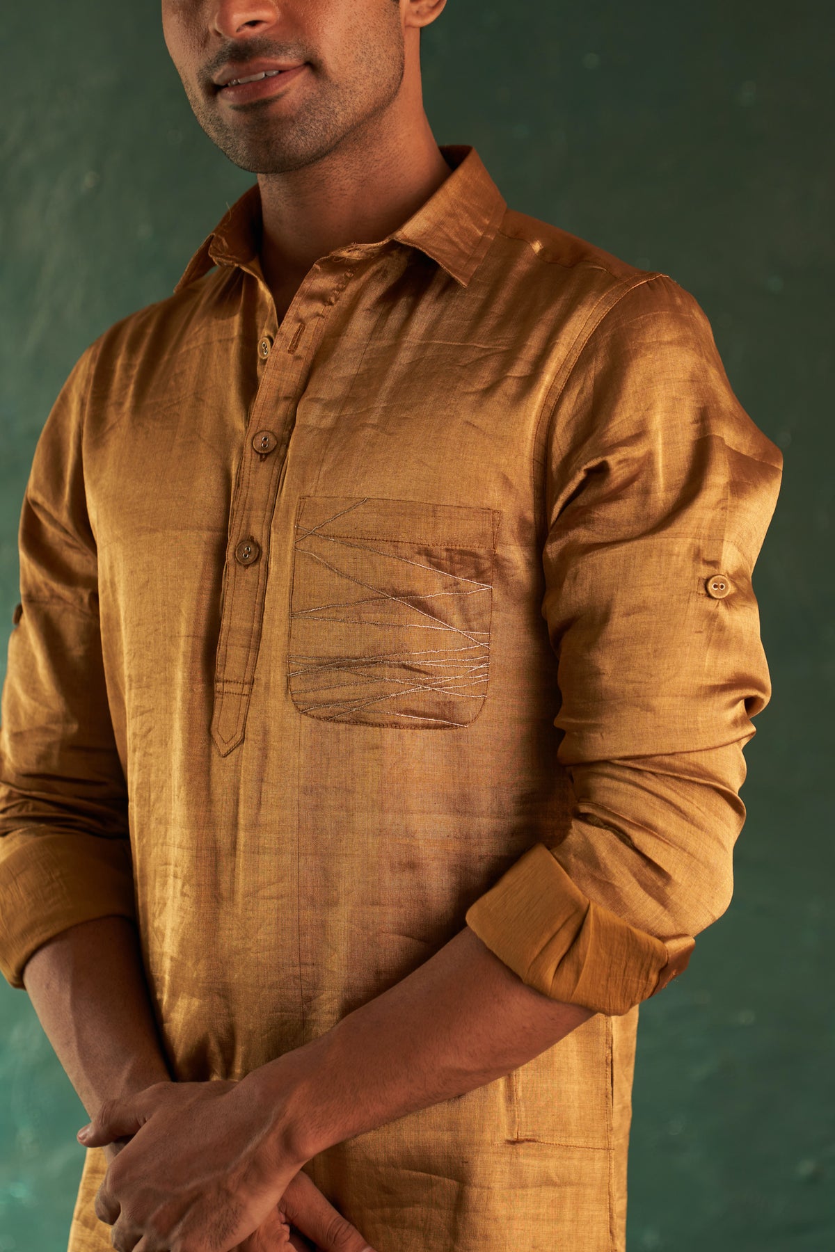 Midas Gold Tissue Pathani Kurta set