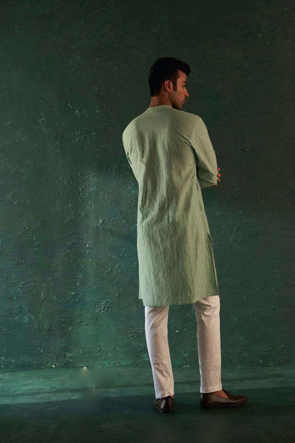 Green Chevron Kurta set