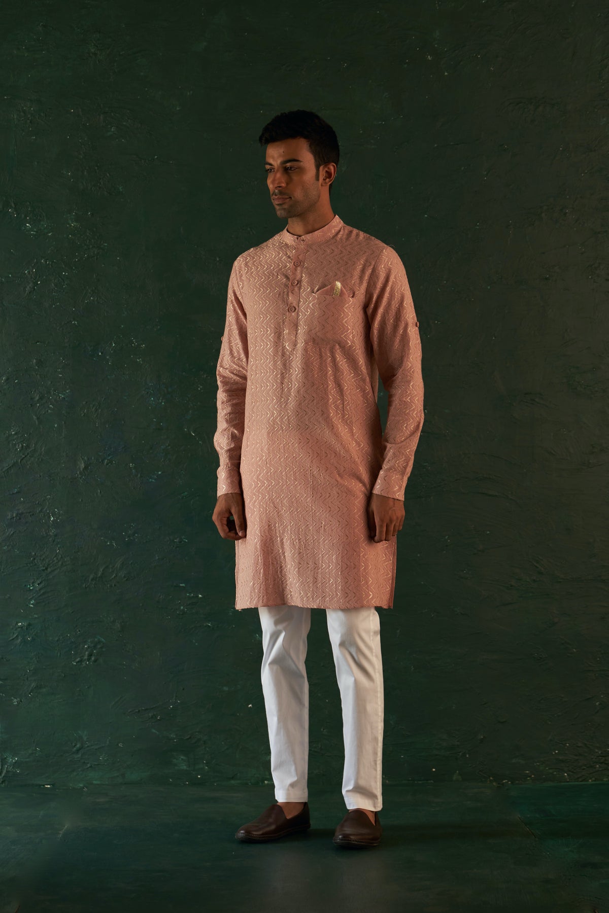 Midas Old Rose Chevron Kurta set