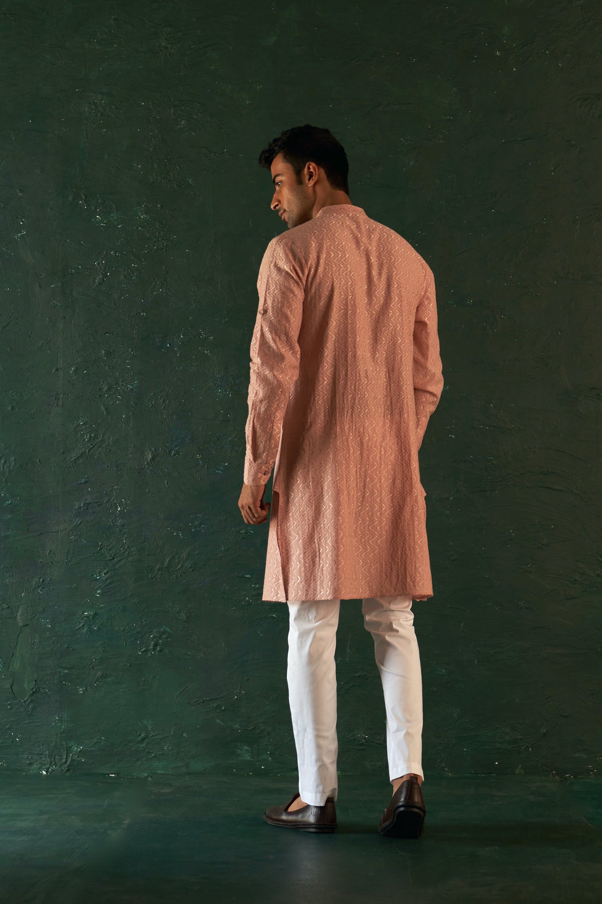 Midas Old Rose Chevron Kurta set