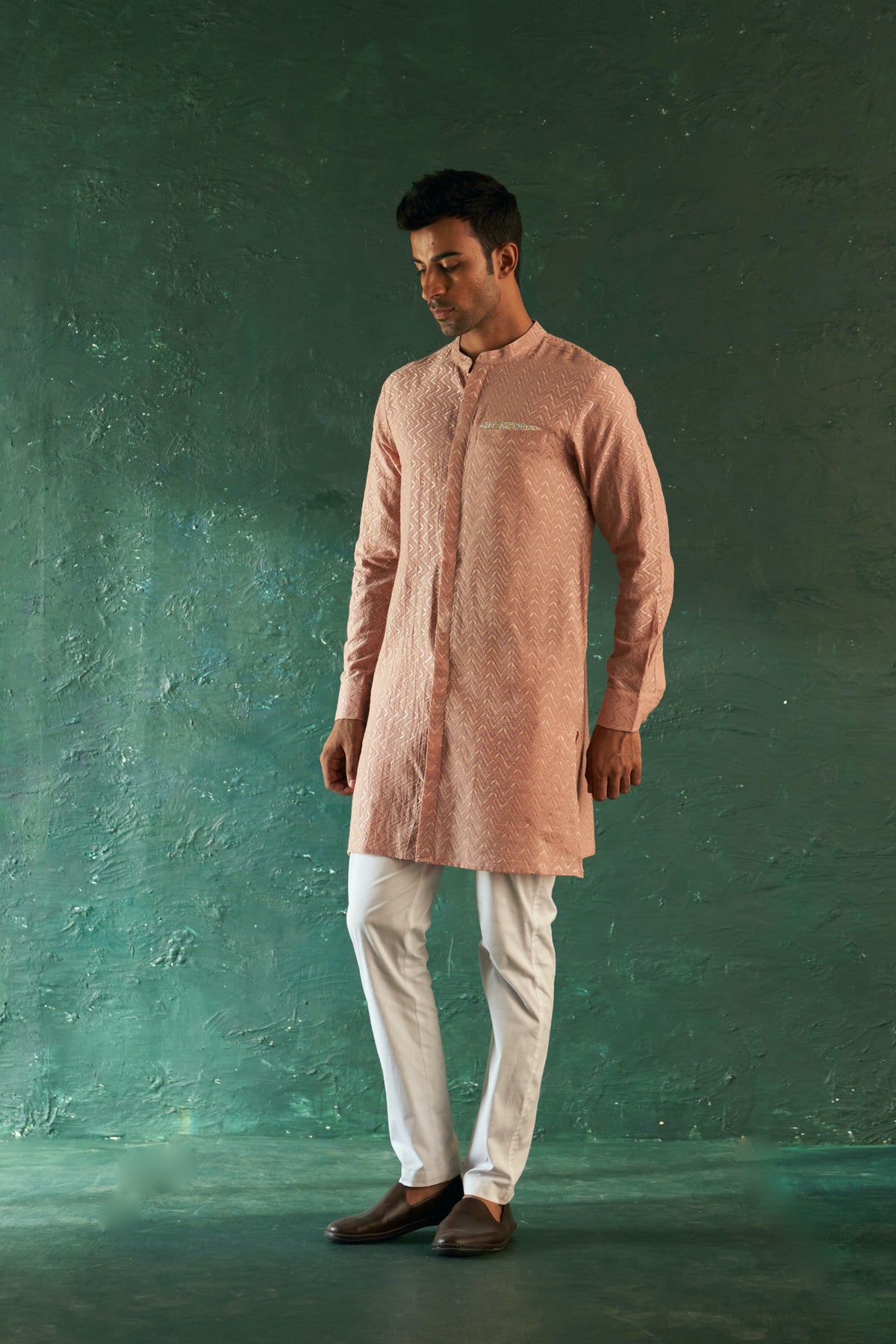 Midas Old Rose Chevron Kurta set