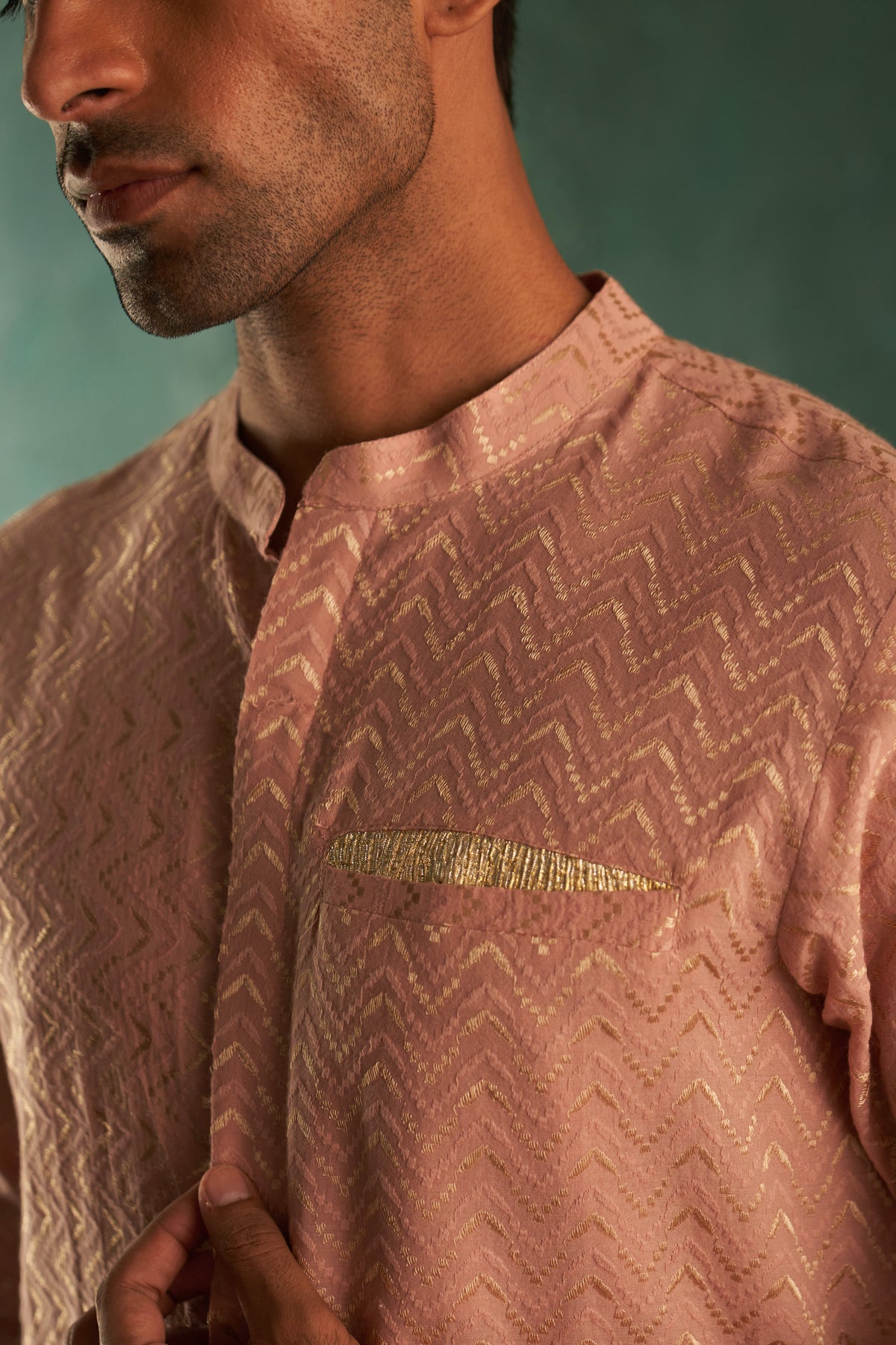 Midas Old Rose Chevron Kurta set