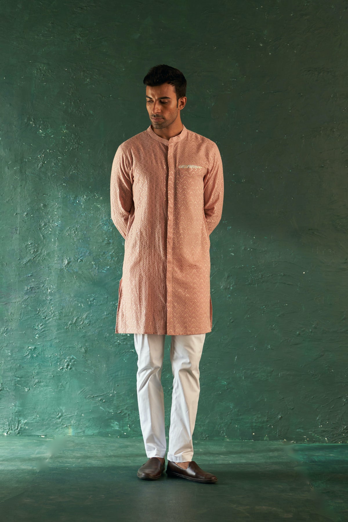 Midas Old Rose Chevron Kurta set