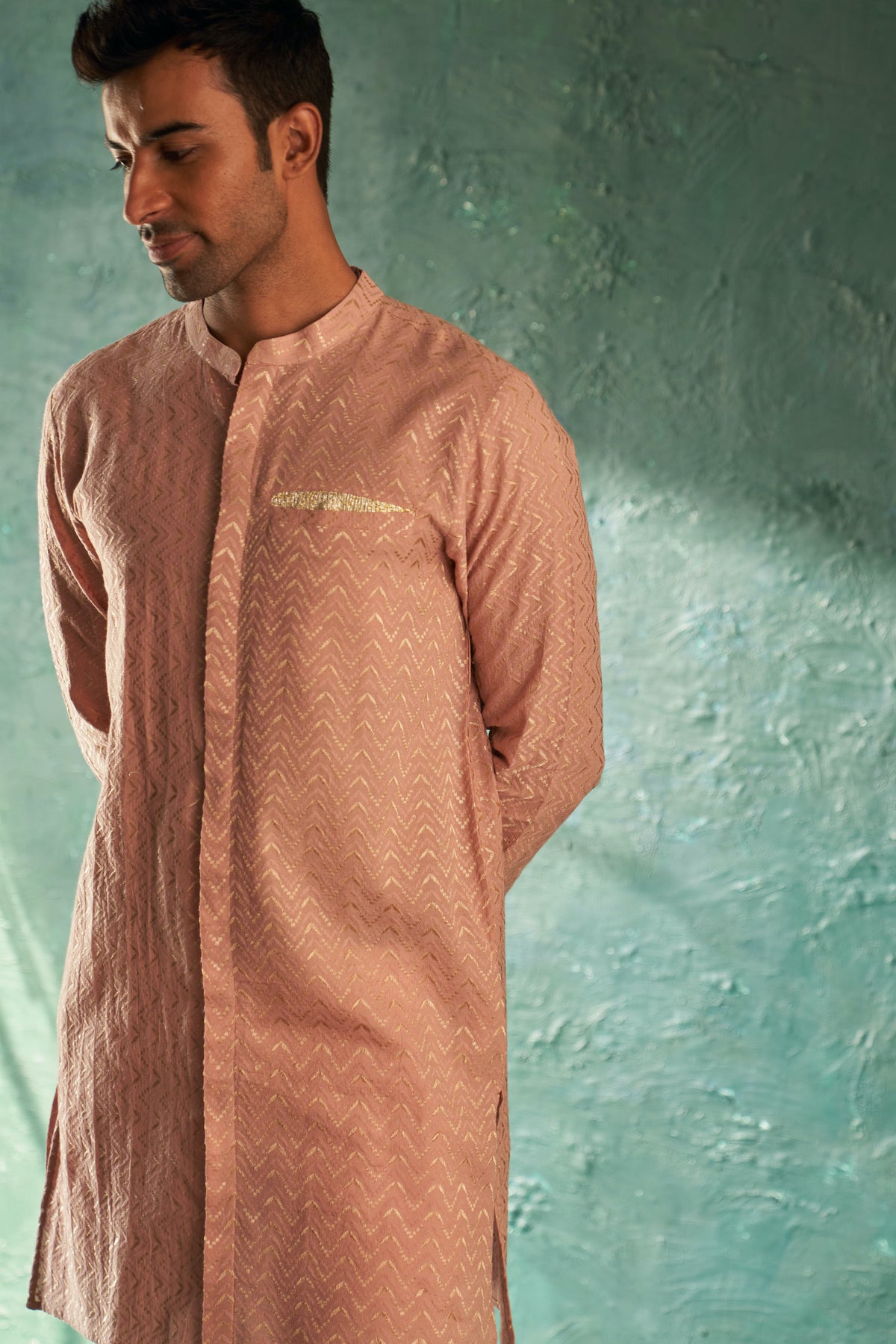 Midas Old Rose Chevron Kurta set