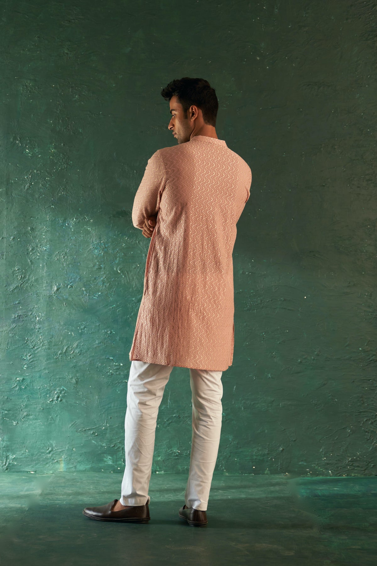 Midas Old Rose Chevron Kurta set