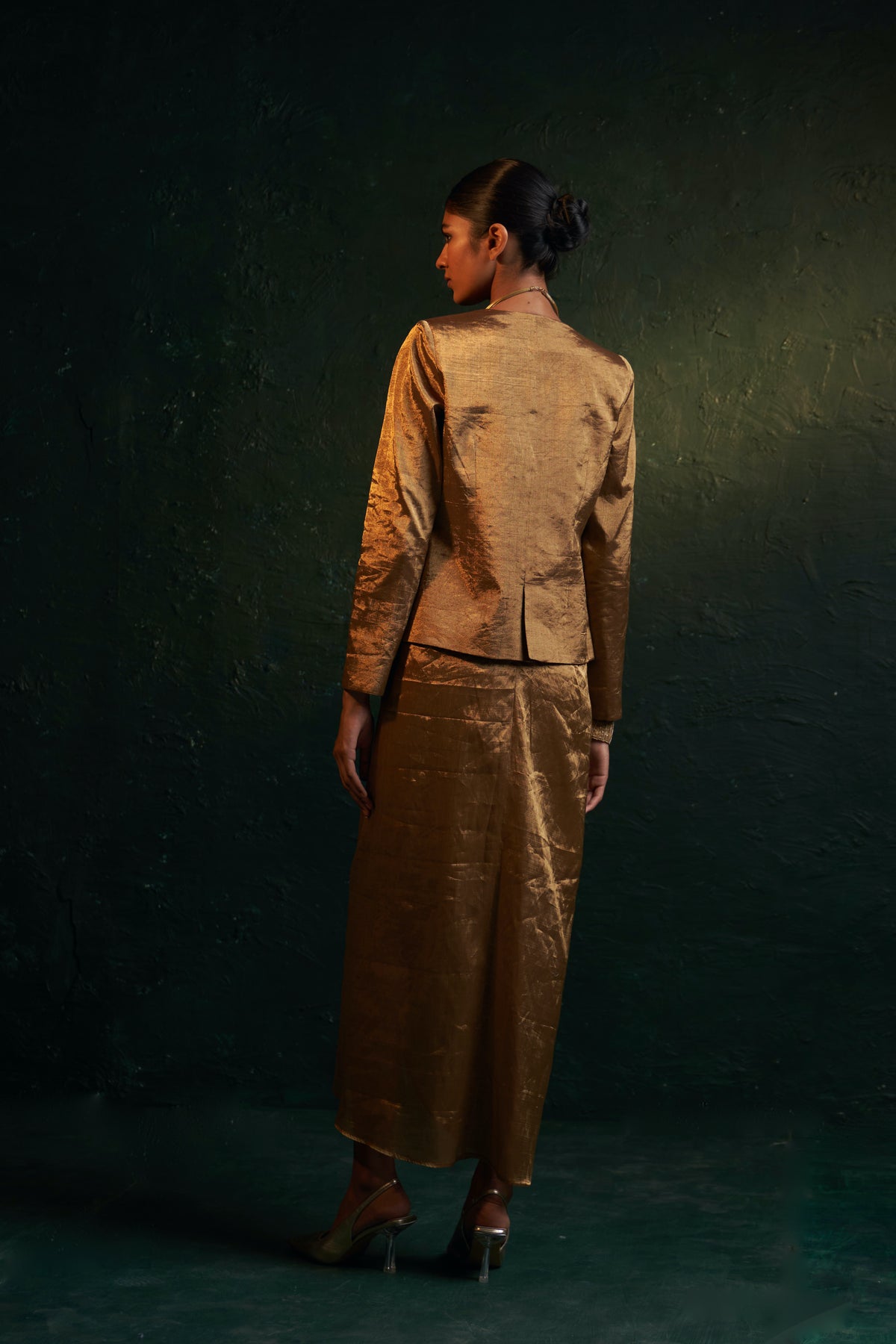 Midas Gold Tissue Dress with Jacket