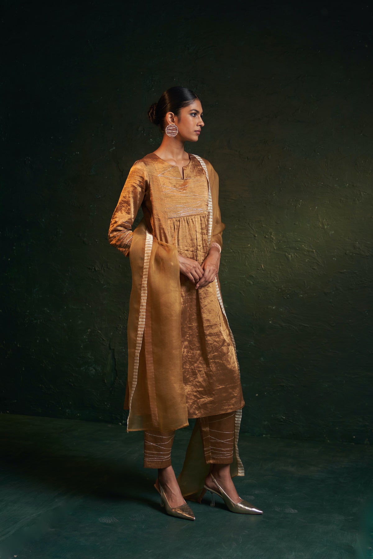 Midas Gold Tissue Kurta Set
