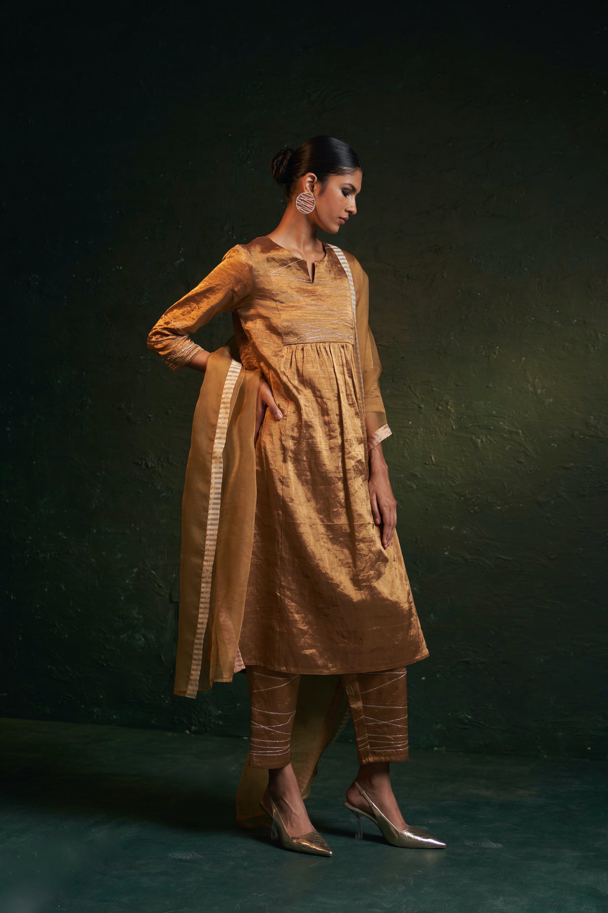 Midas Gold Tissue Kurta Set