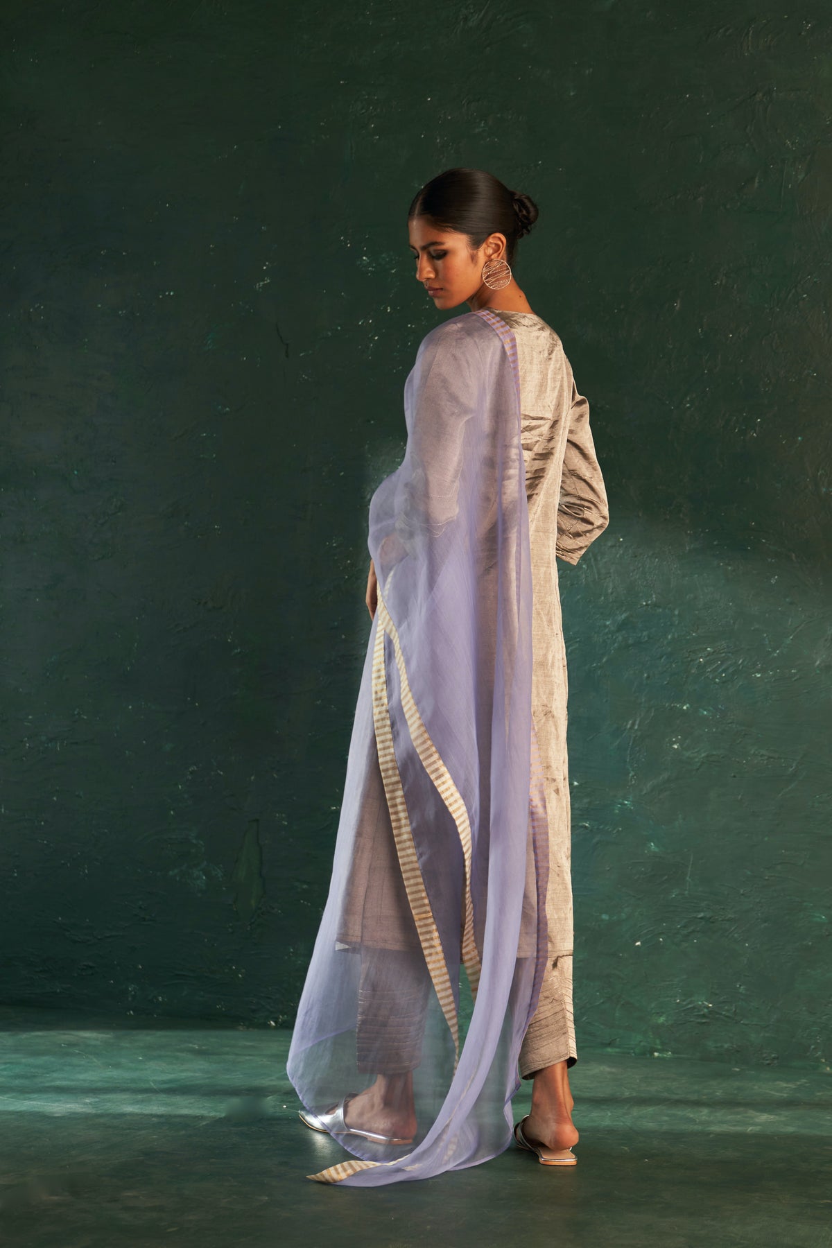 Midas Silver Tissue Kurta set