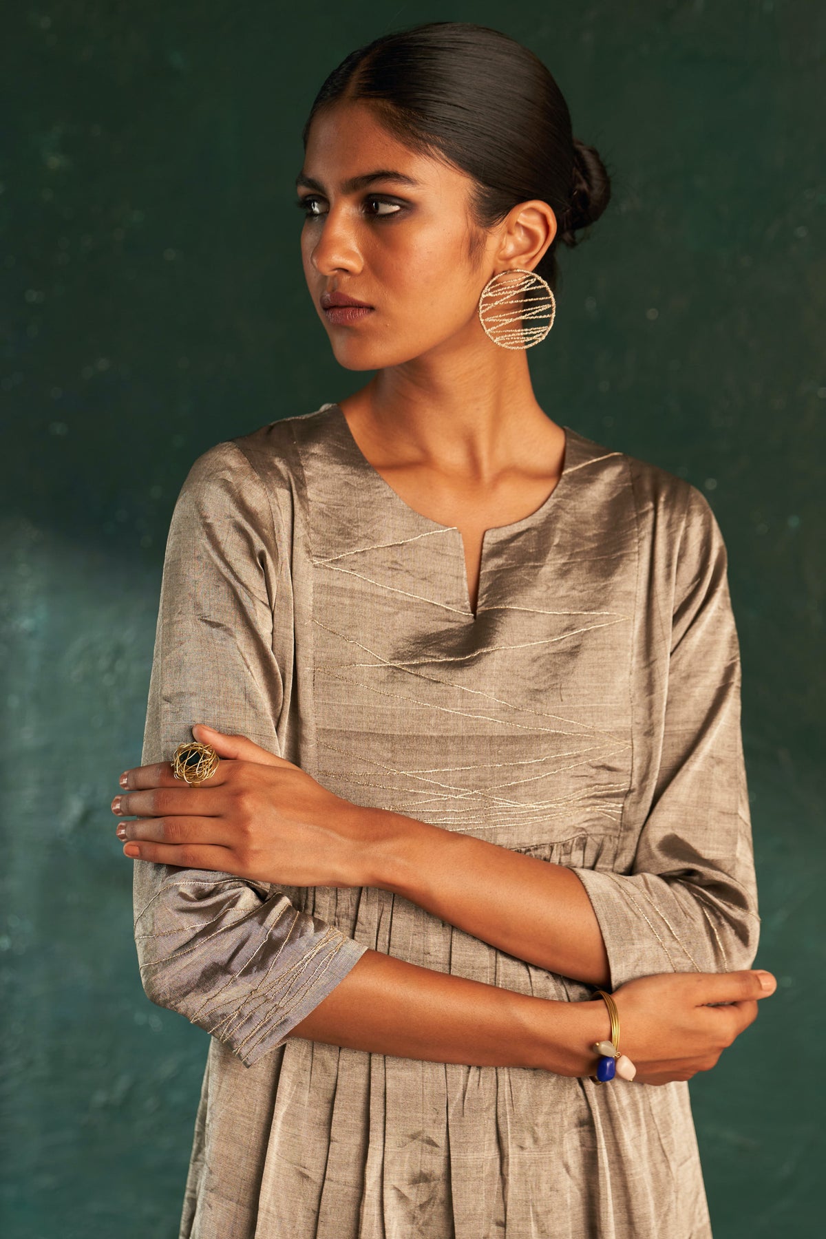 Midas Silver Tissue Kurta set