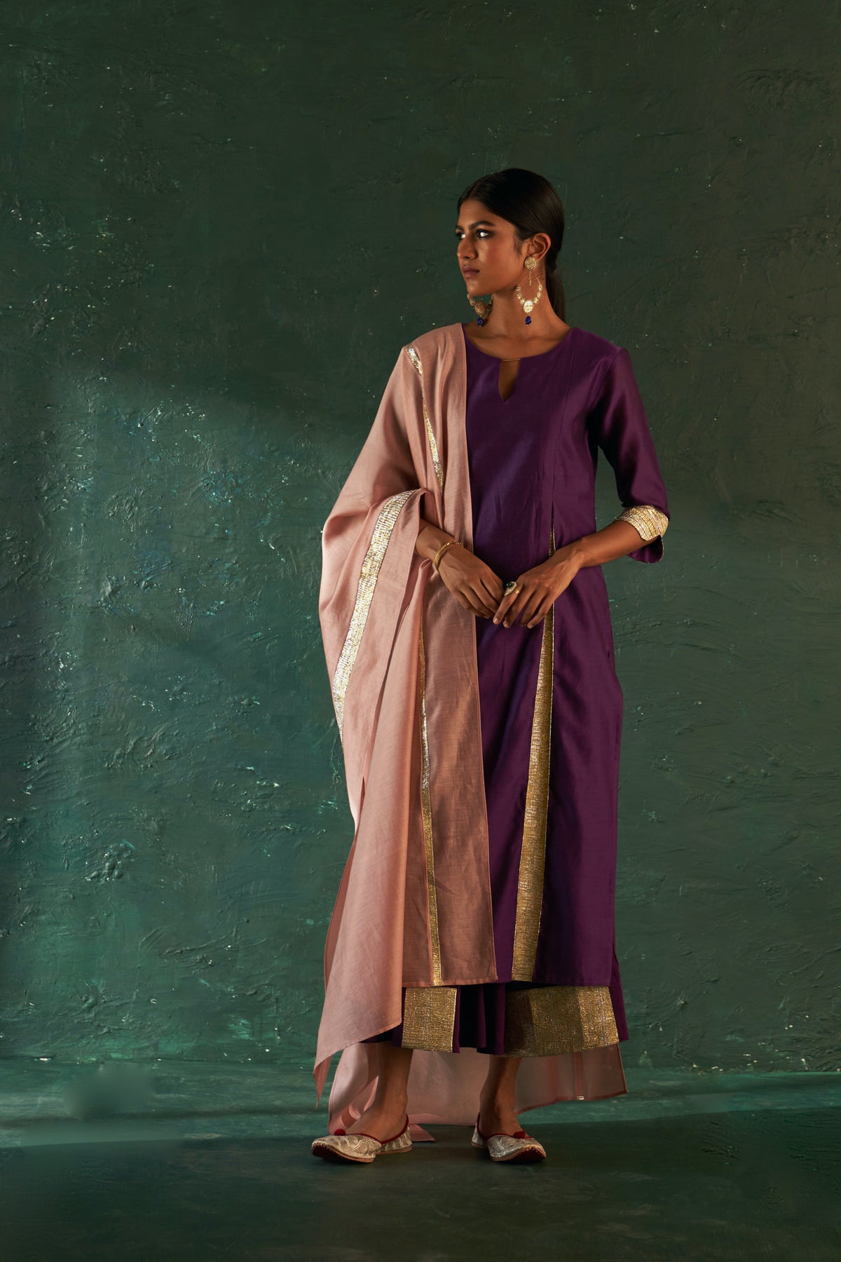 Midas Purple Chanderi Kurta set