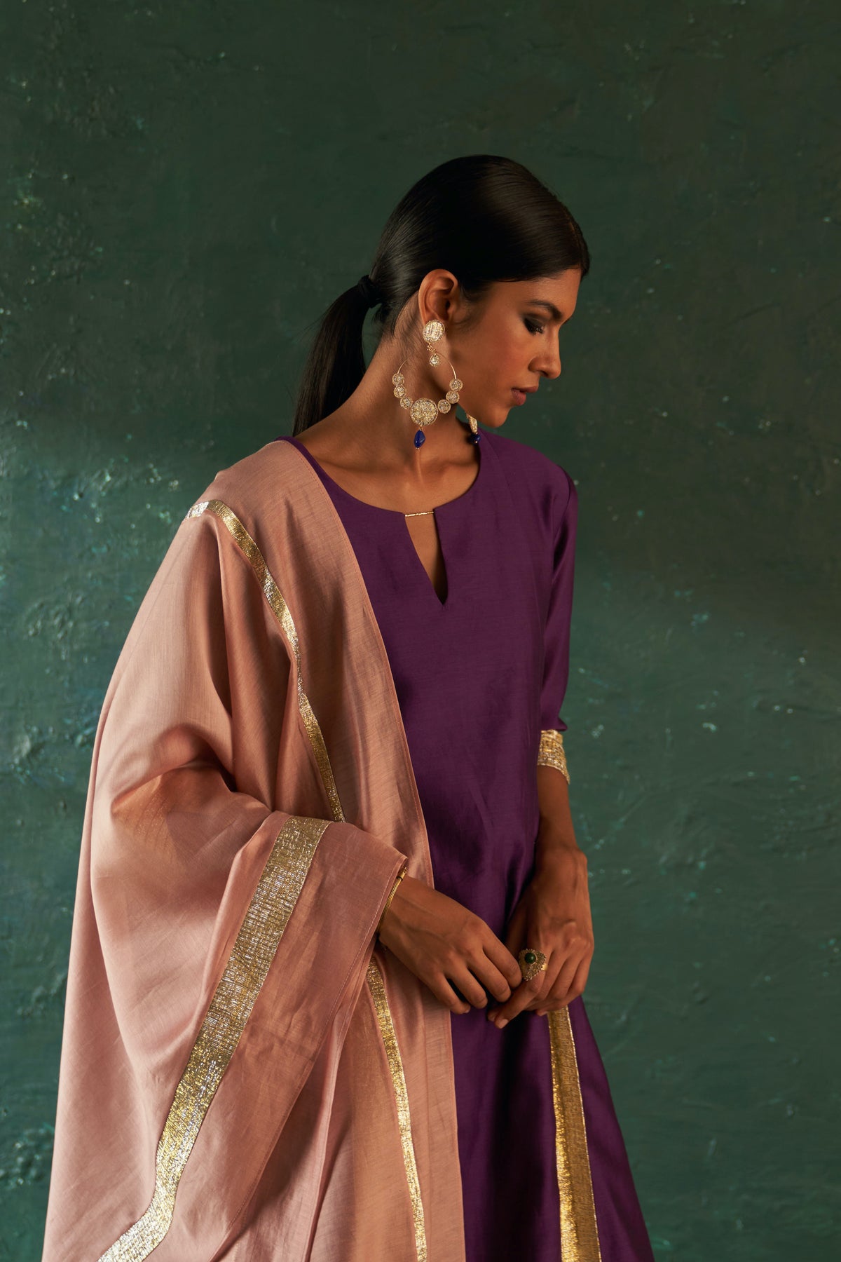 Midas Purple Chanderi Kurta set