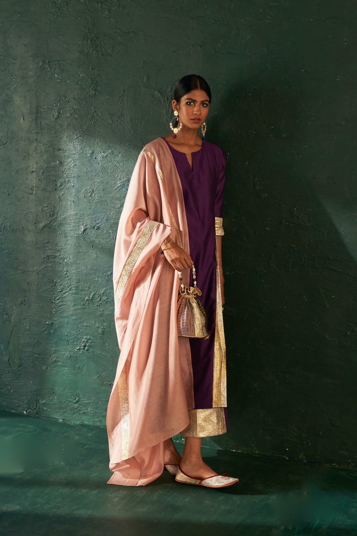 Midas Purple Chanderi Kurta set