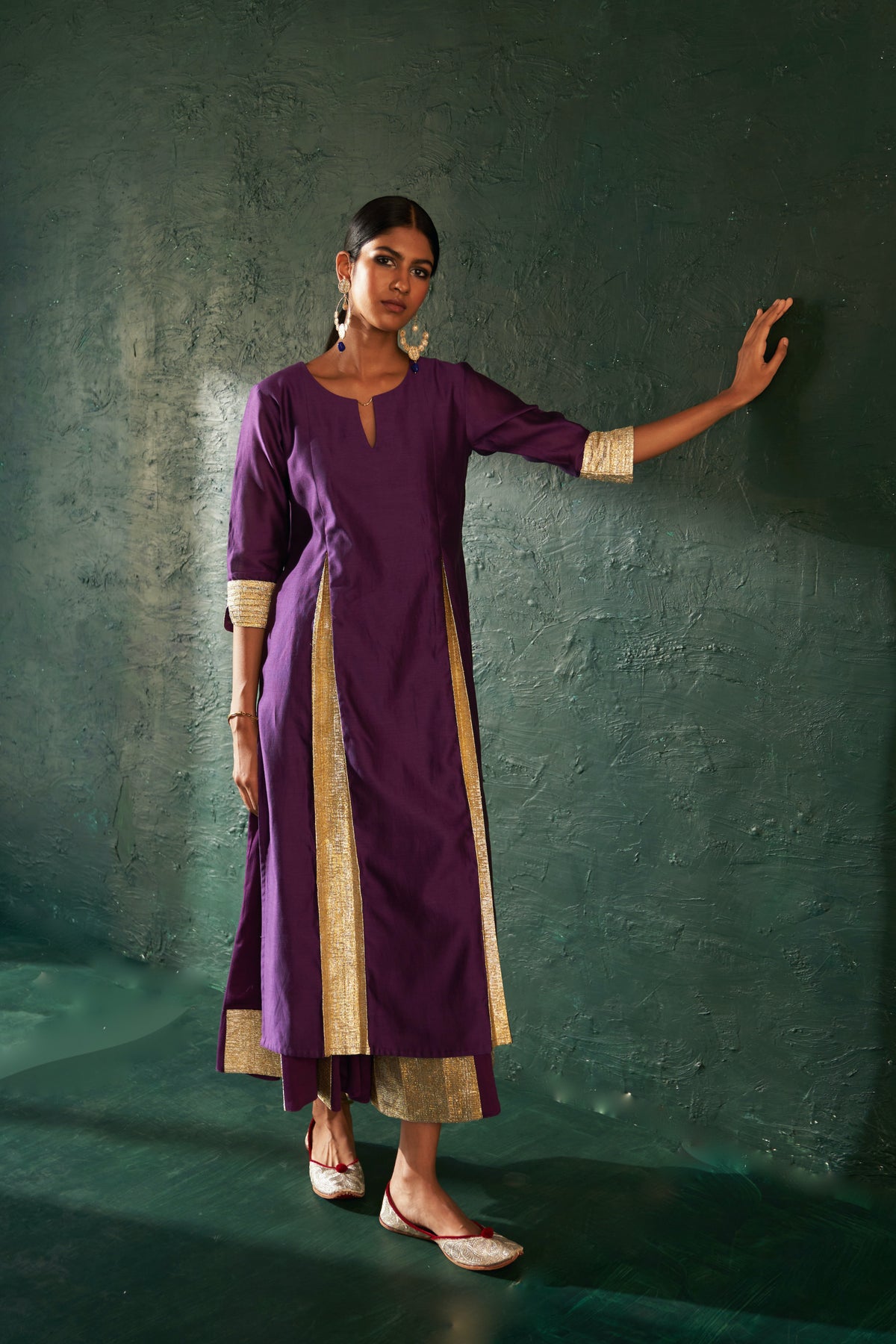 Midas Purple Chanderi Kurta set