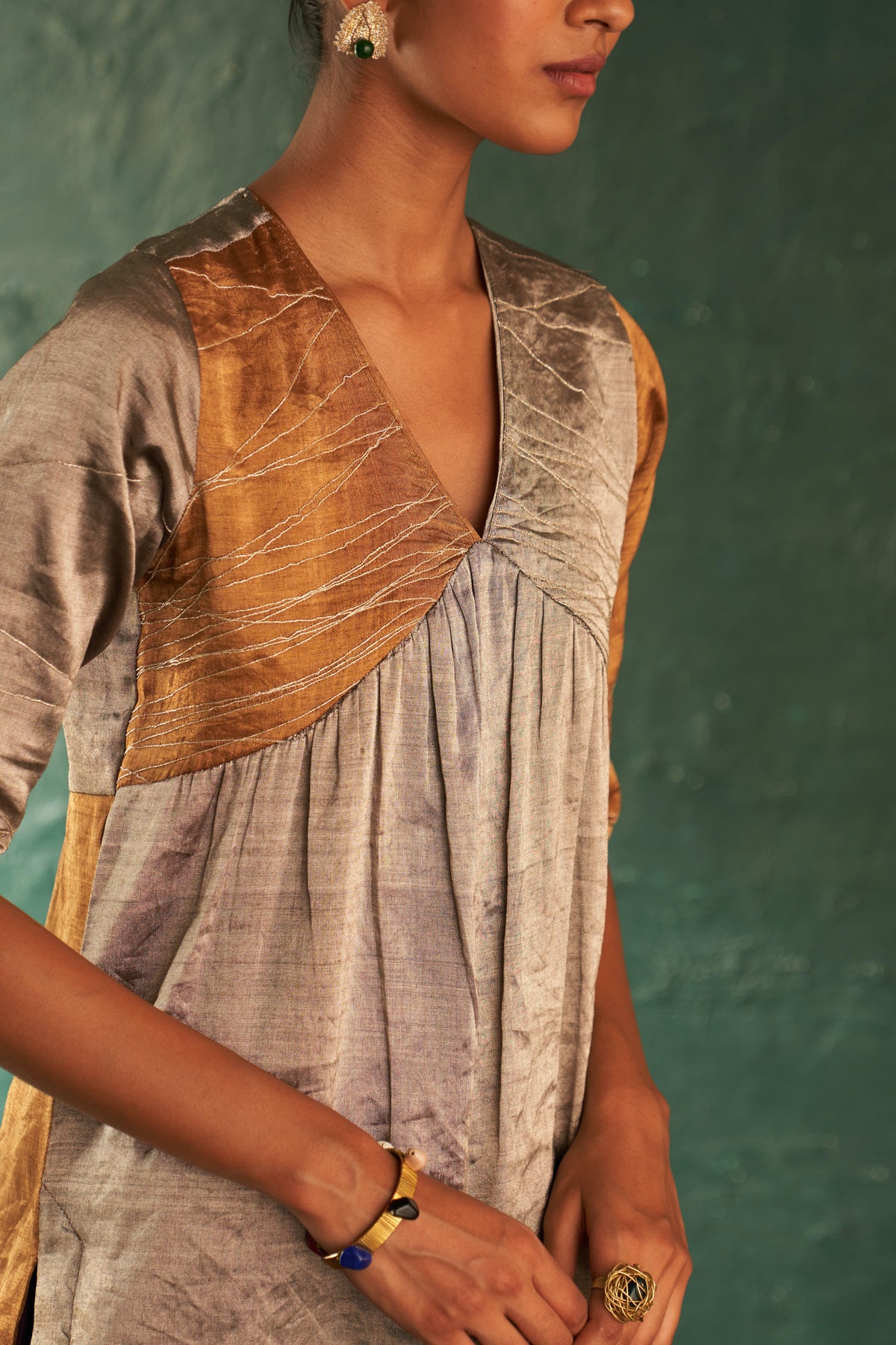 Midas Gold Silver Tissue Kurta set