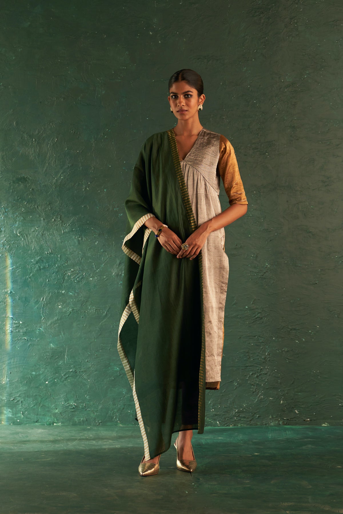 Midas Gold Silver Tissue Kurta set
