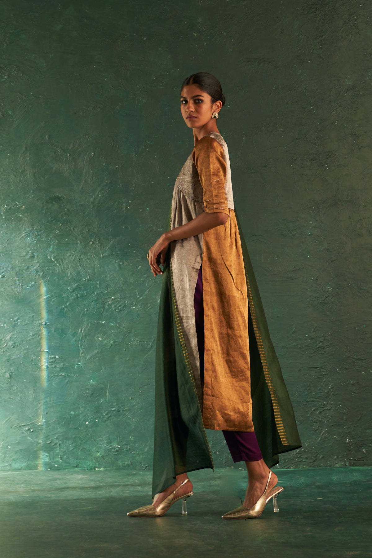 Midas Gold Silver Tissue Kurta set