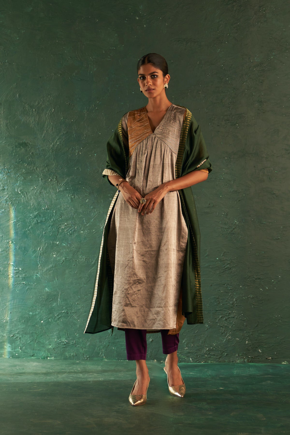 Midas Gold Silver Tissue Kurta set