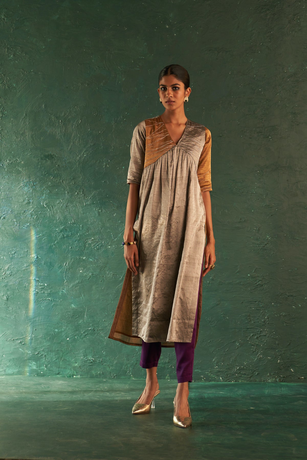Midas Gold Silver Tissue Kurta set
