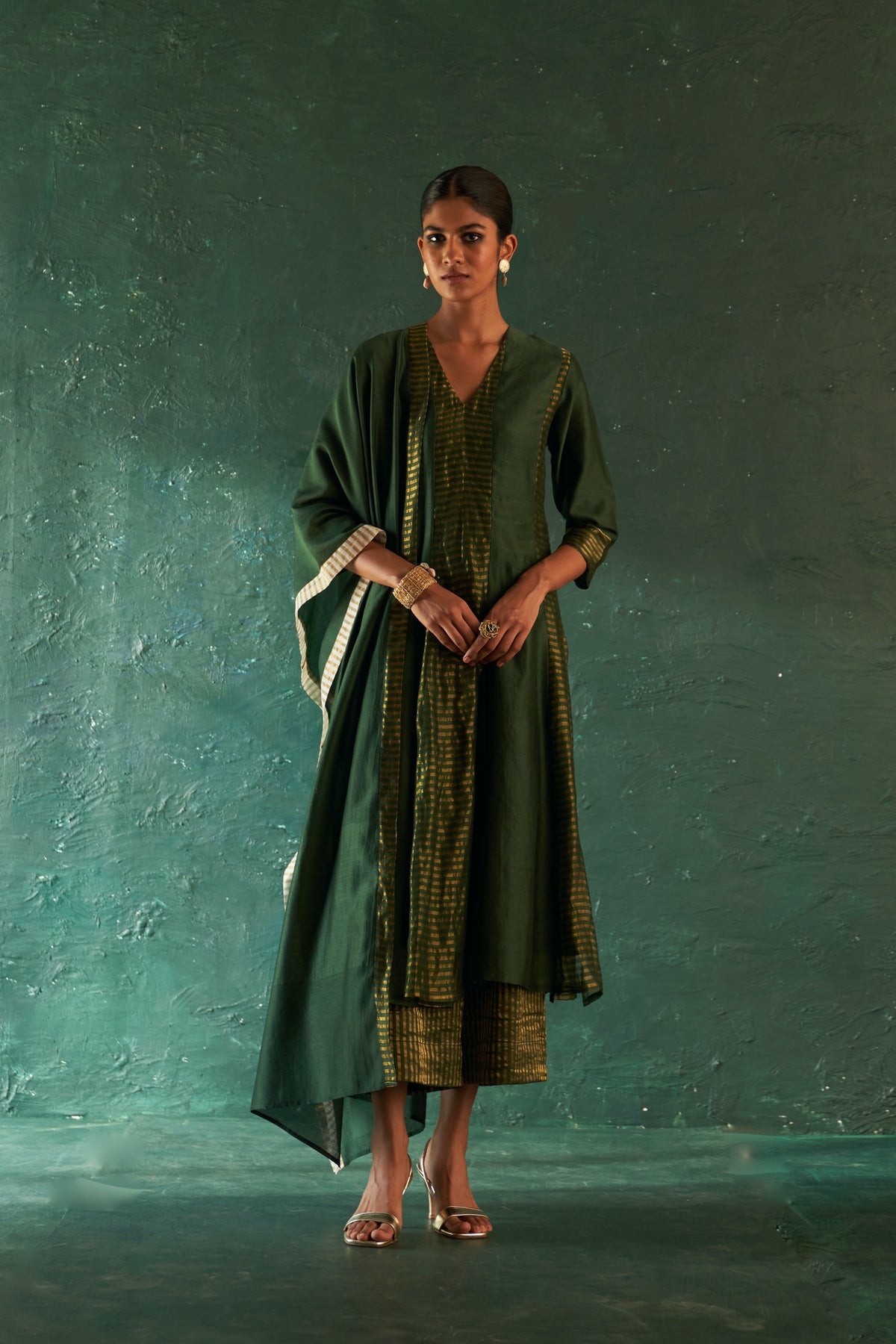 Midas Deep Green Chanderi Kurta set