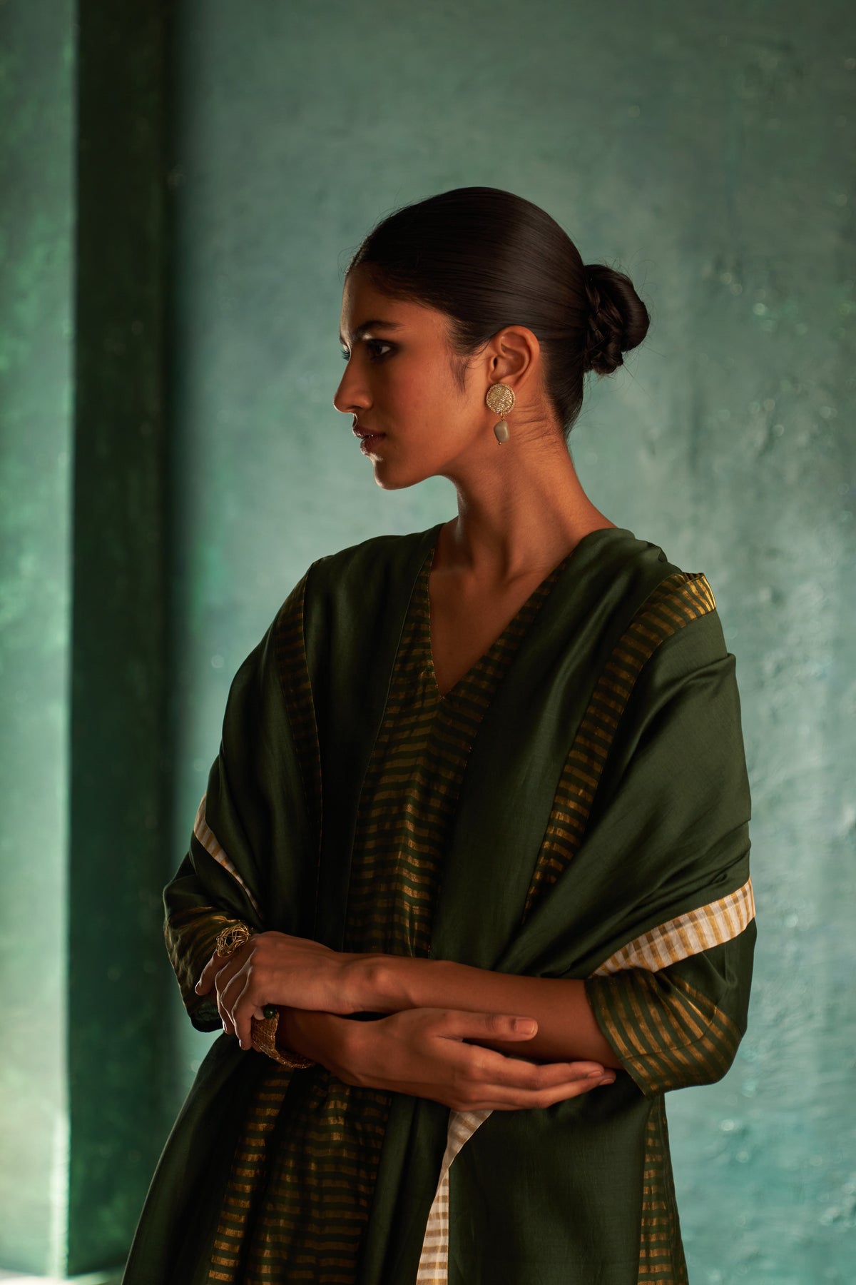 Midas Deep Green Chanderi Kurta set