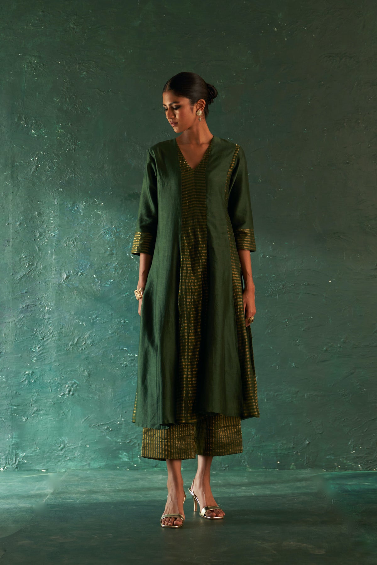 Midas Deep Green Chanderi Kurta set