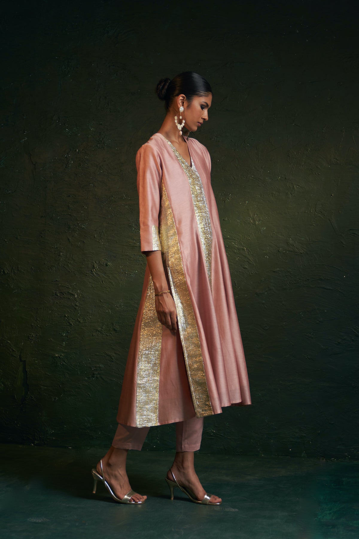 Midas Rose Pink Chanderi Kurta set