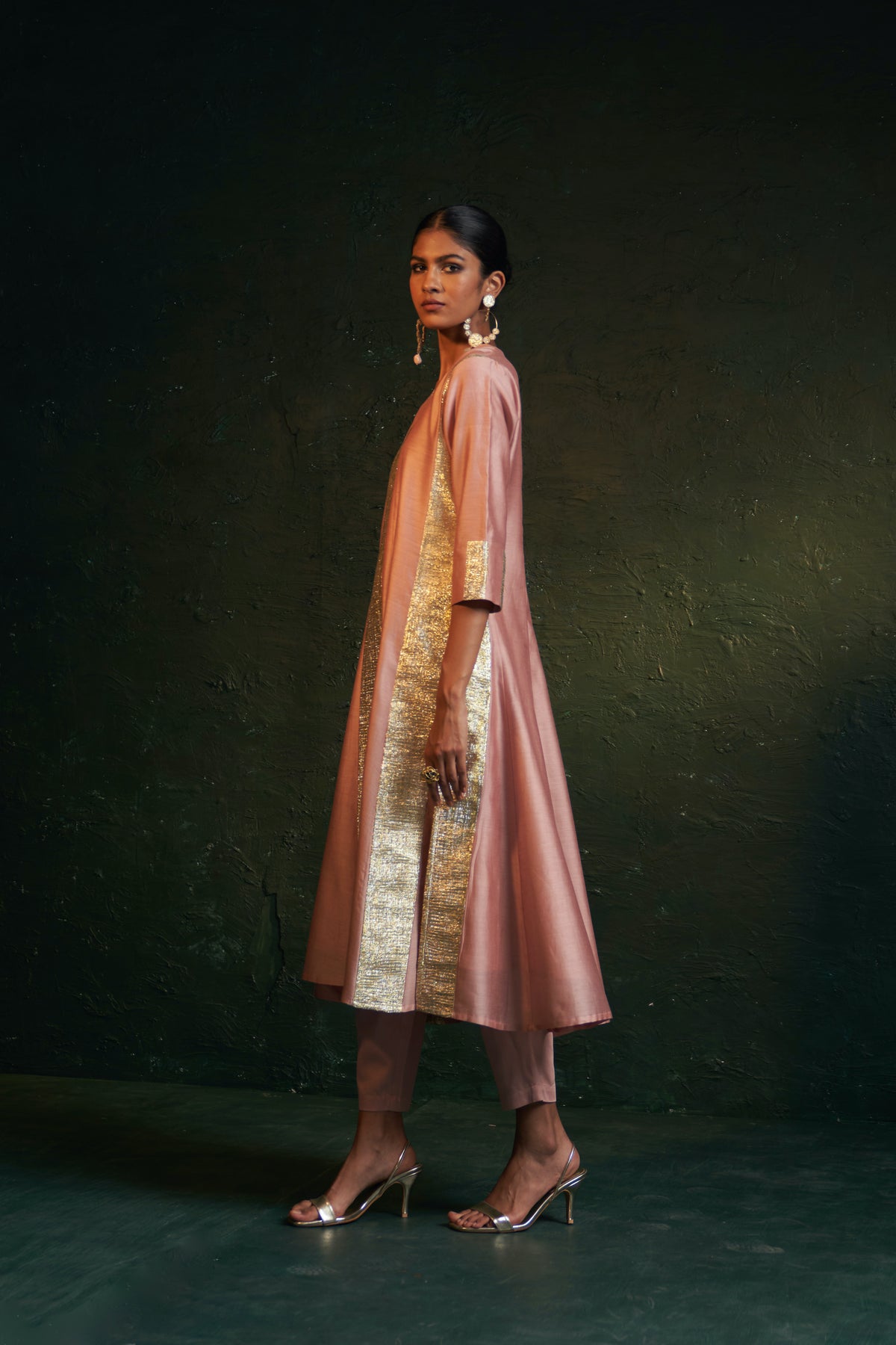 Midas Rose Pink Chanderi Kurta set