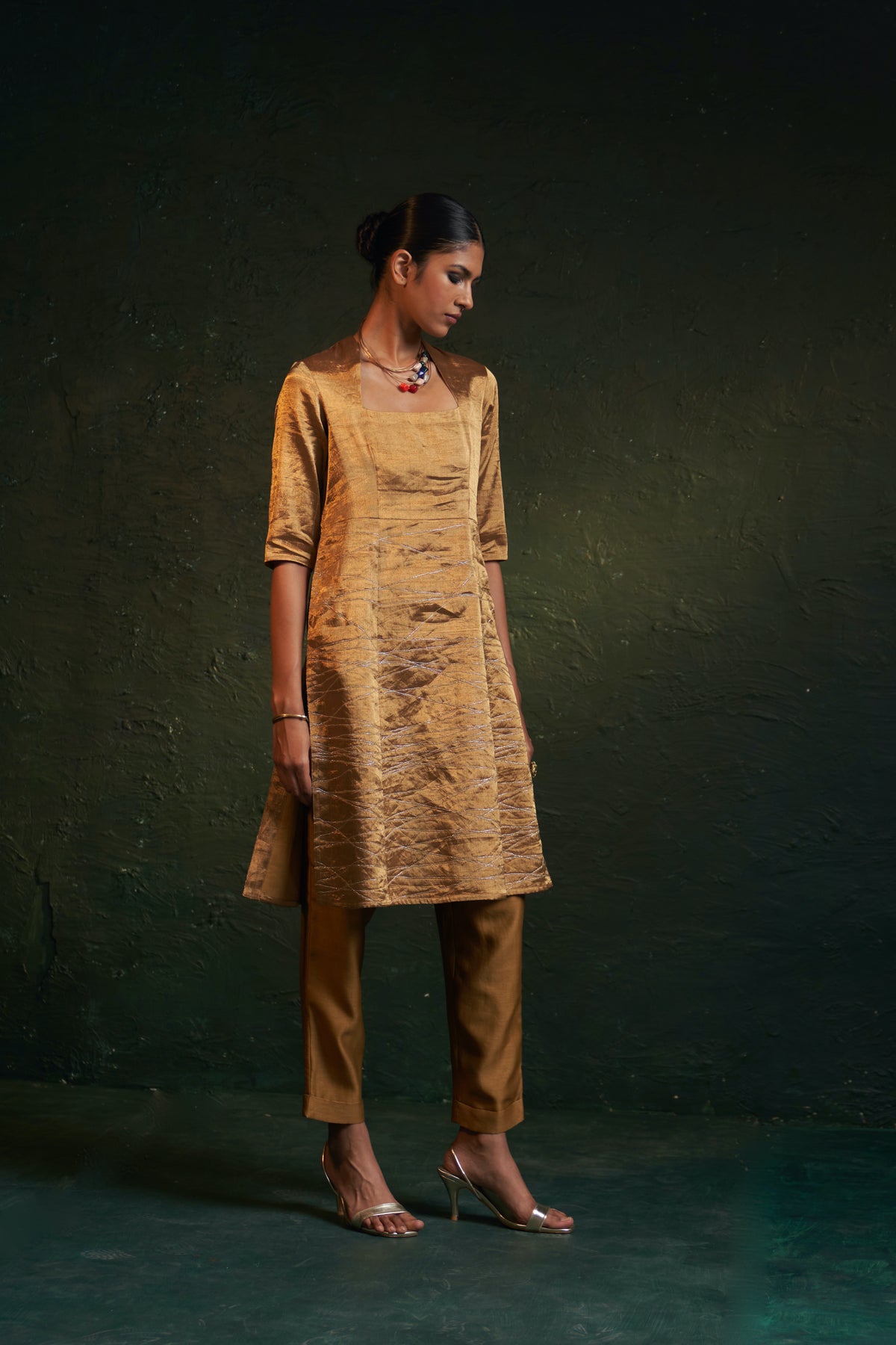 Midas Gold Tissue Kurta set