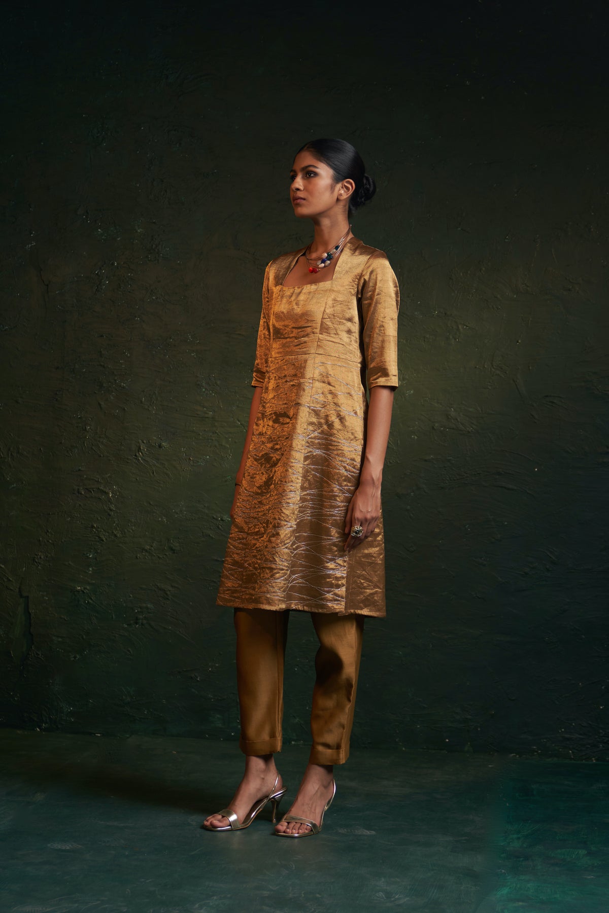 Midas Gold Tissue Kurta set