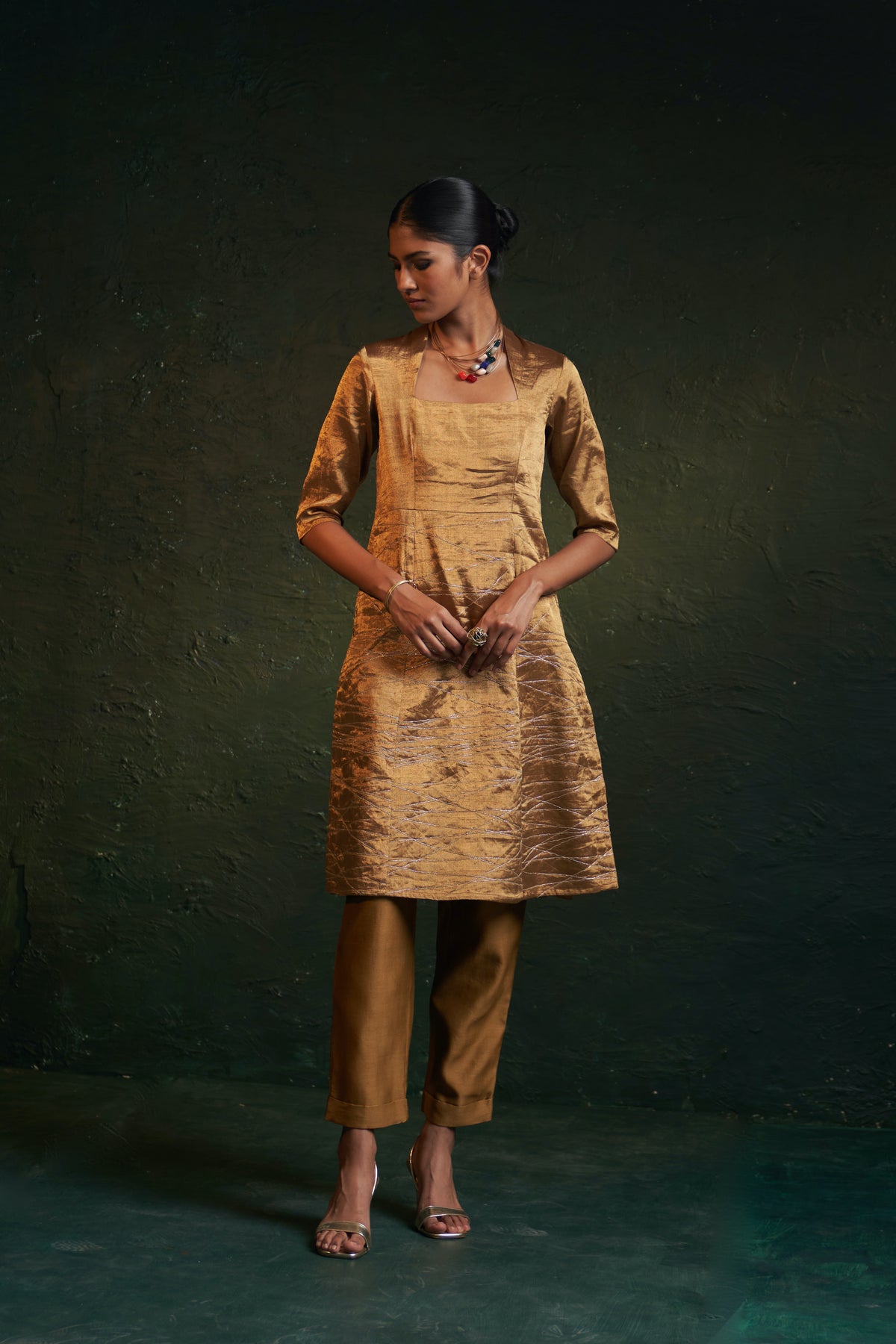 Midas Gold Tissue Kurta set