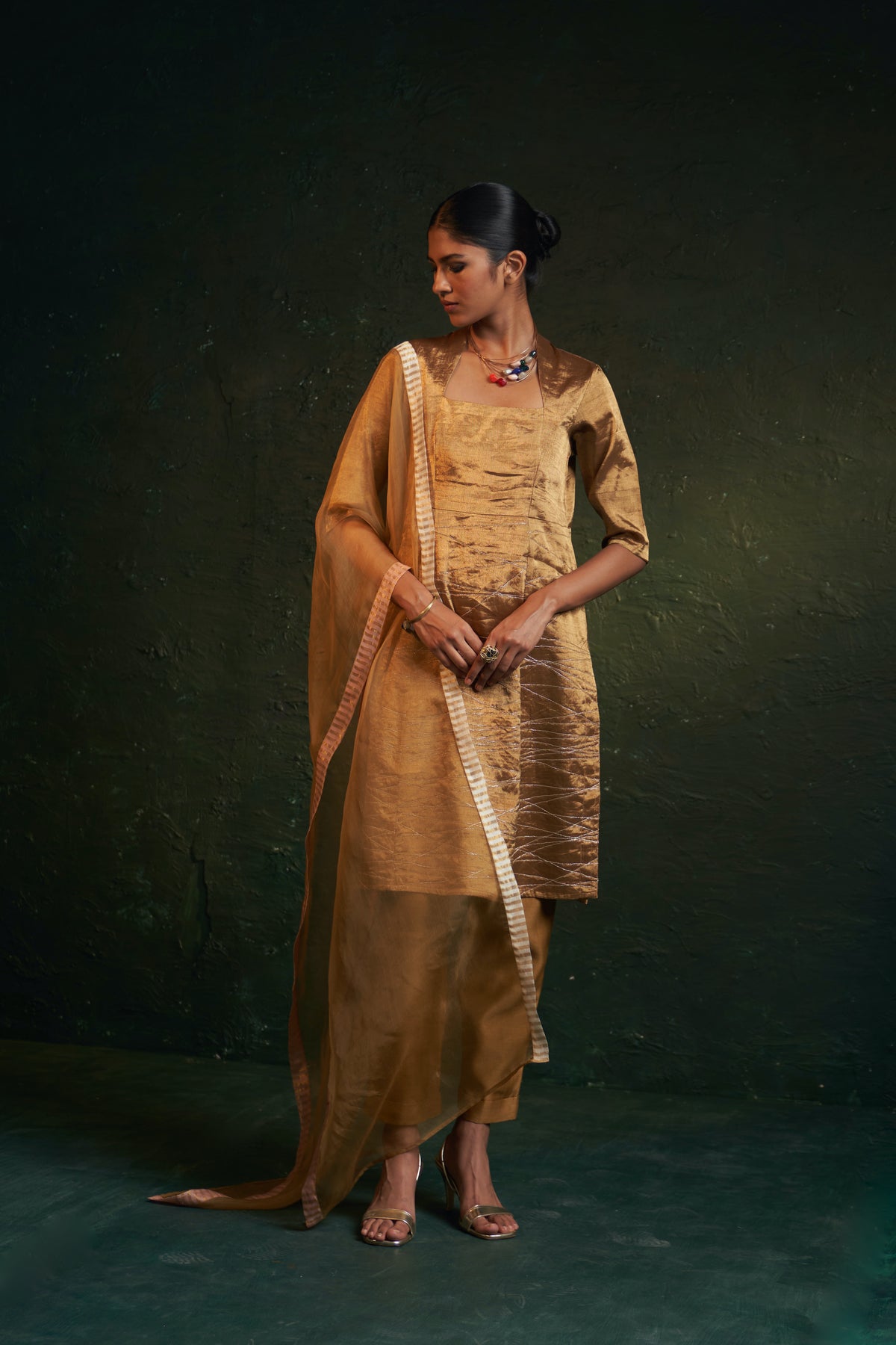 Midas Gold Tissue Kurta set