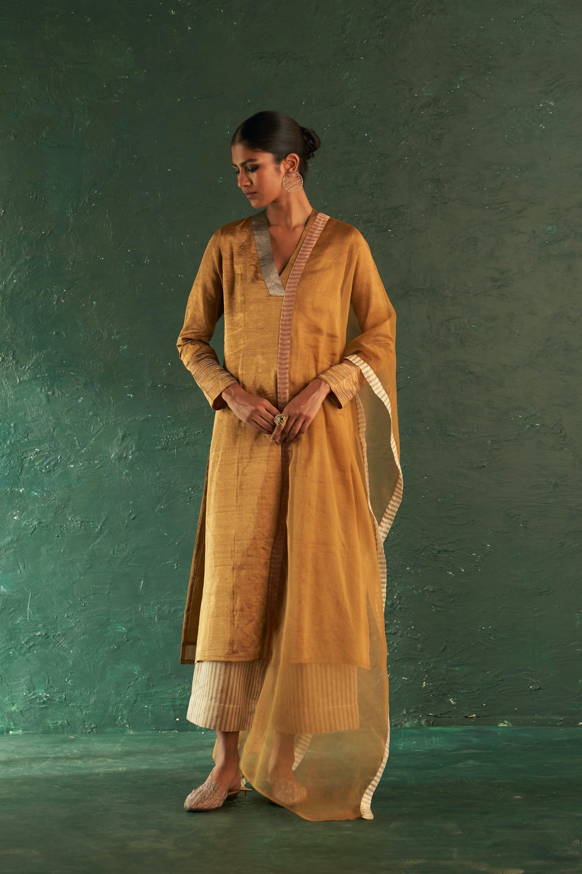 Midas Gold Tissue Kurta set
