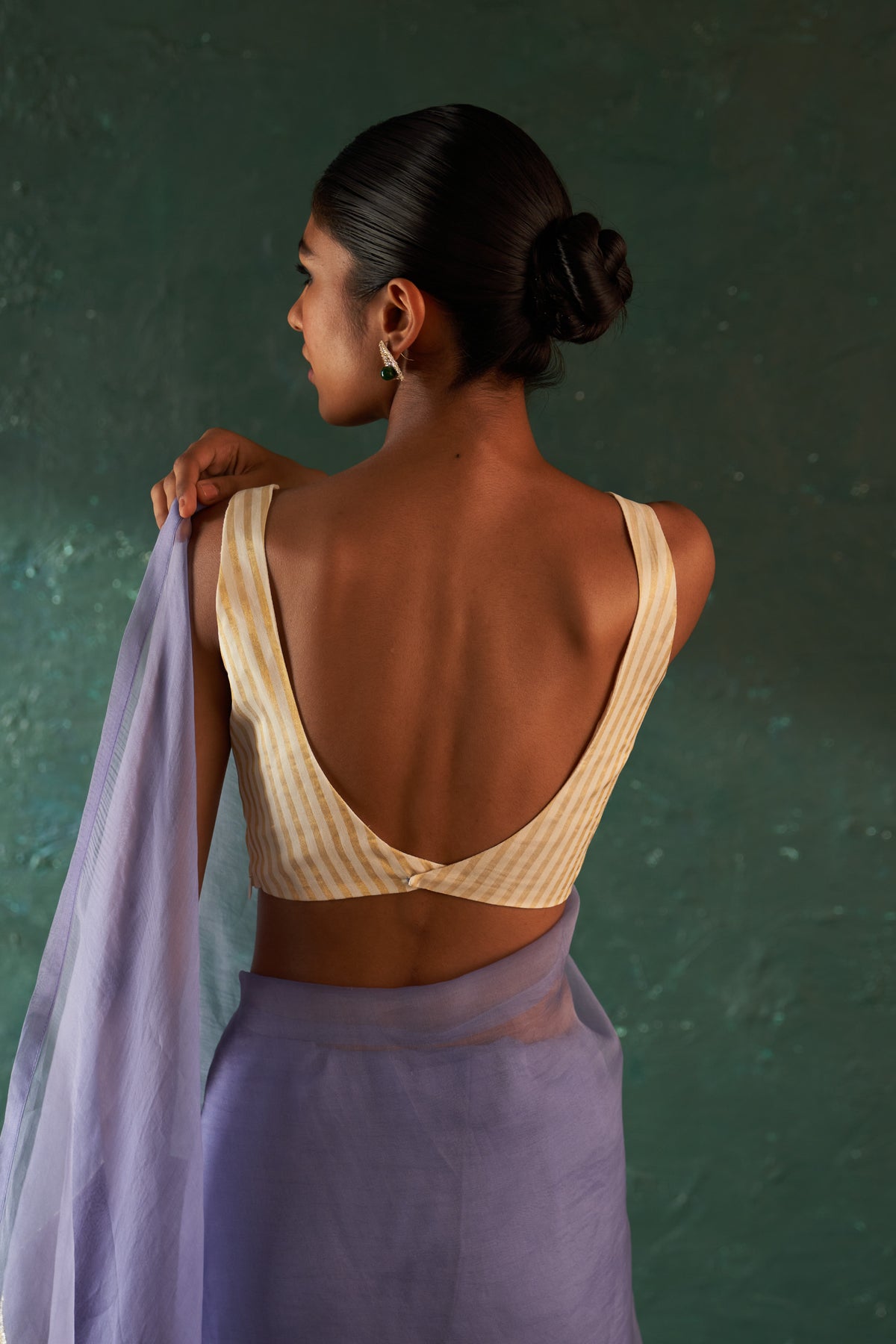 Midas Saree with Ivory Tissue Stripe Blouse