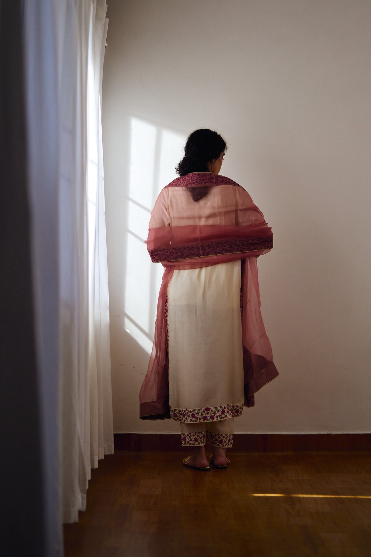 Kaia Organza Hand Embroidered Dupatta