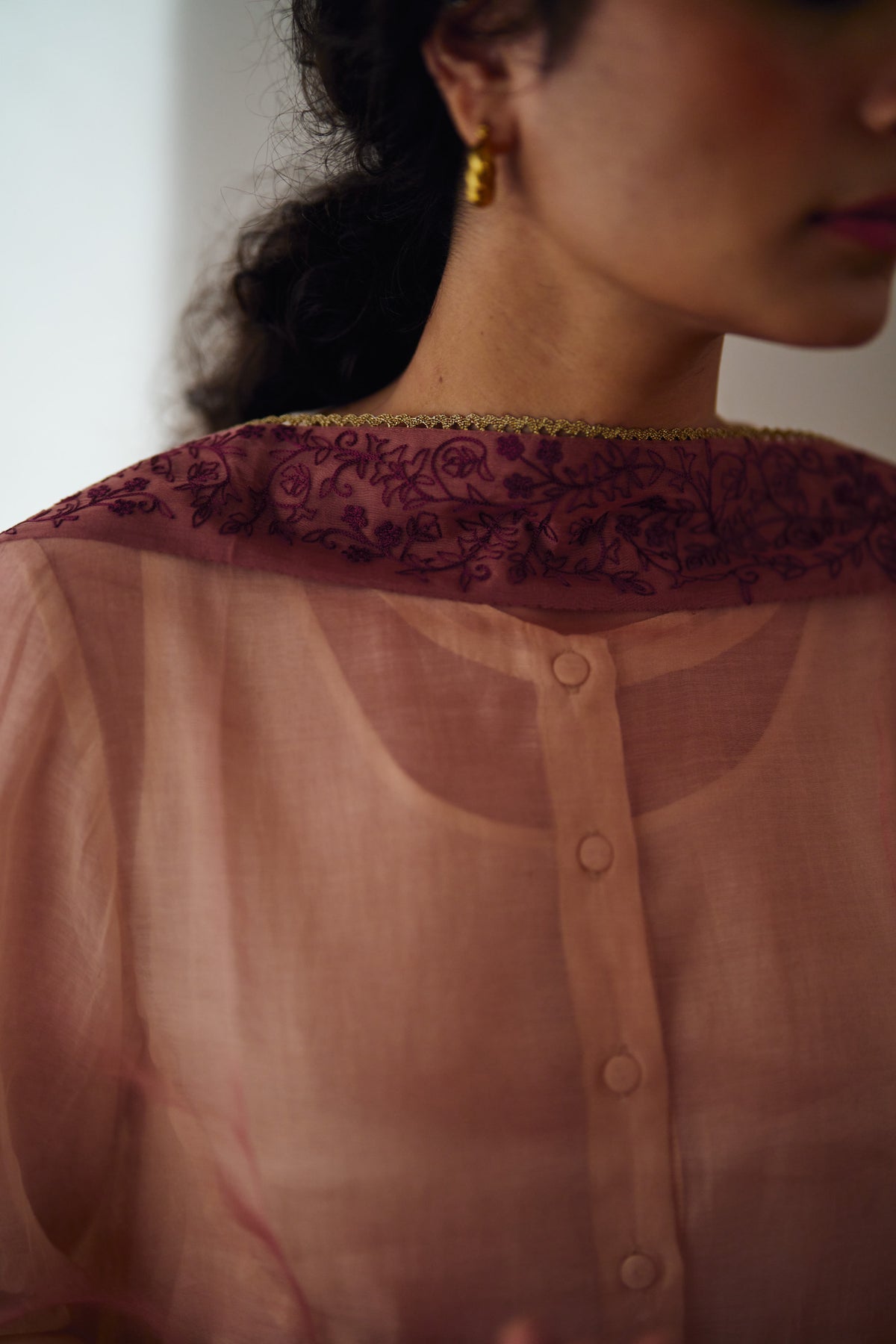 Kaia Organza Hand Embroidered Dupatta