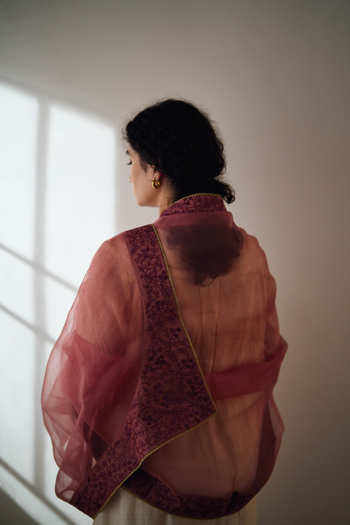 Kaia Organza Hand Embroidered Dupatta